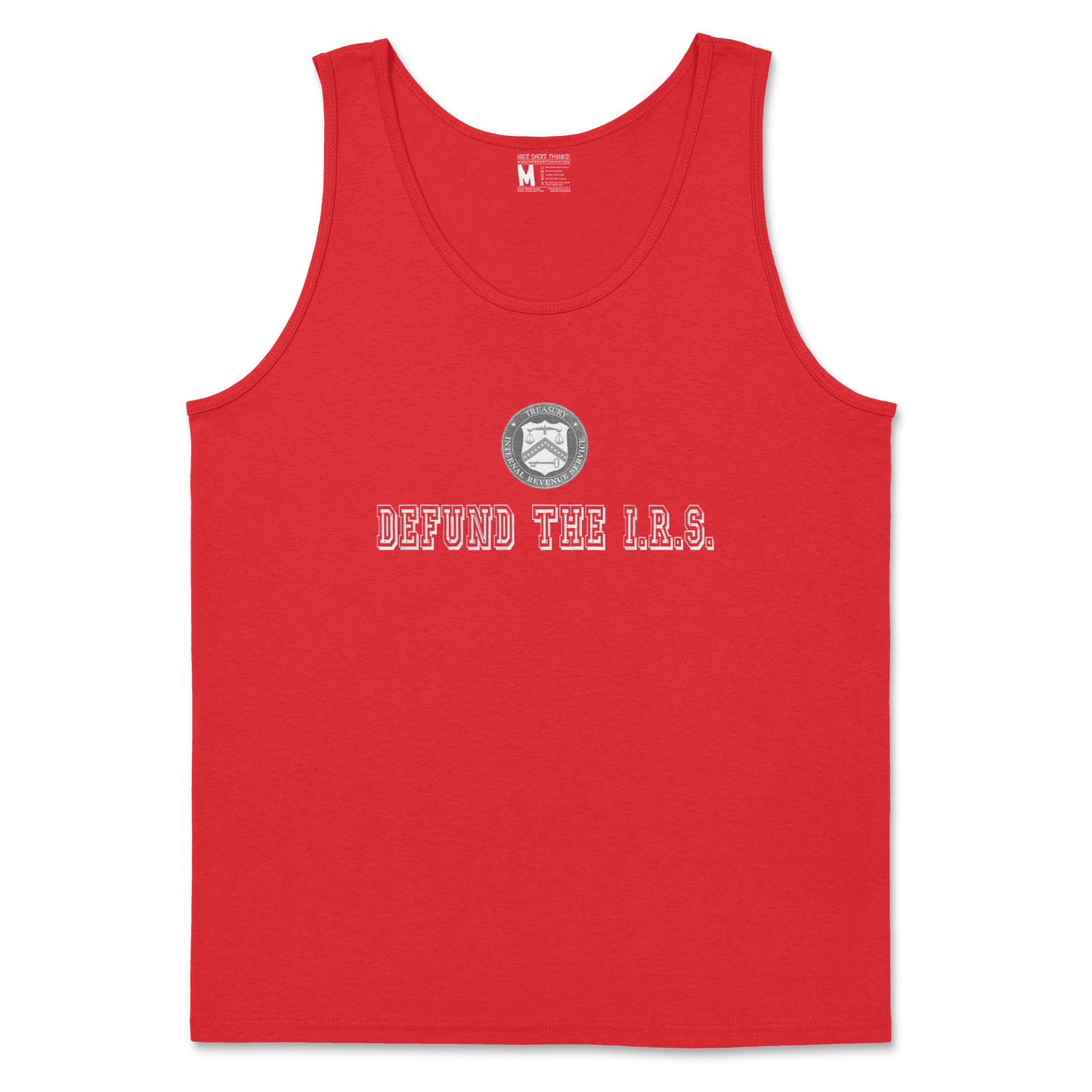 Gildan SoftStyle Tank Top Defund The I.R.S. in Red
