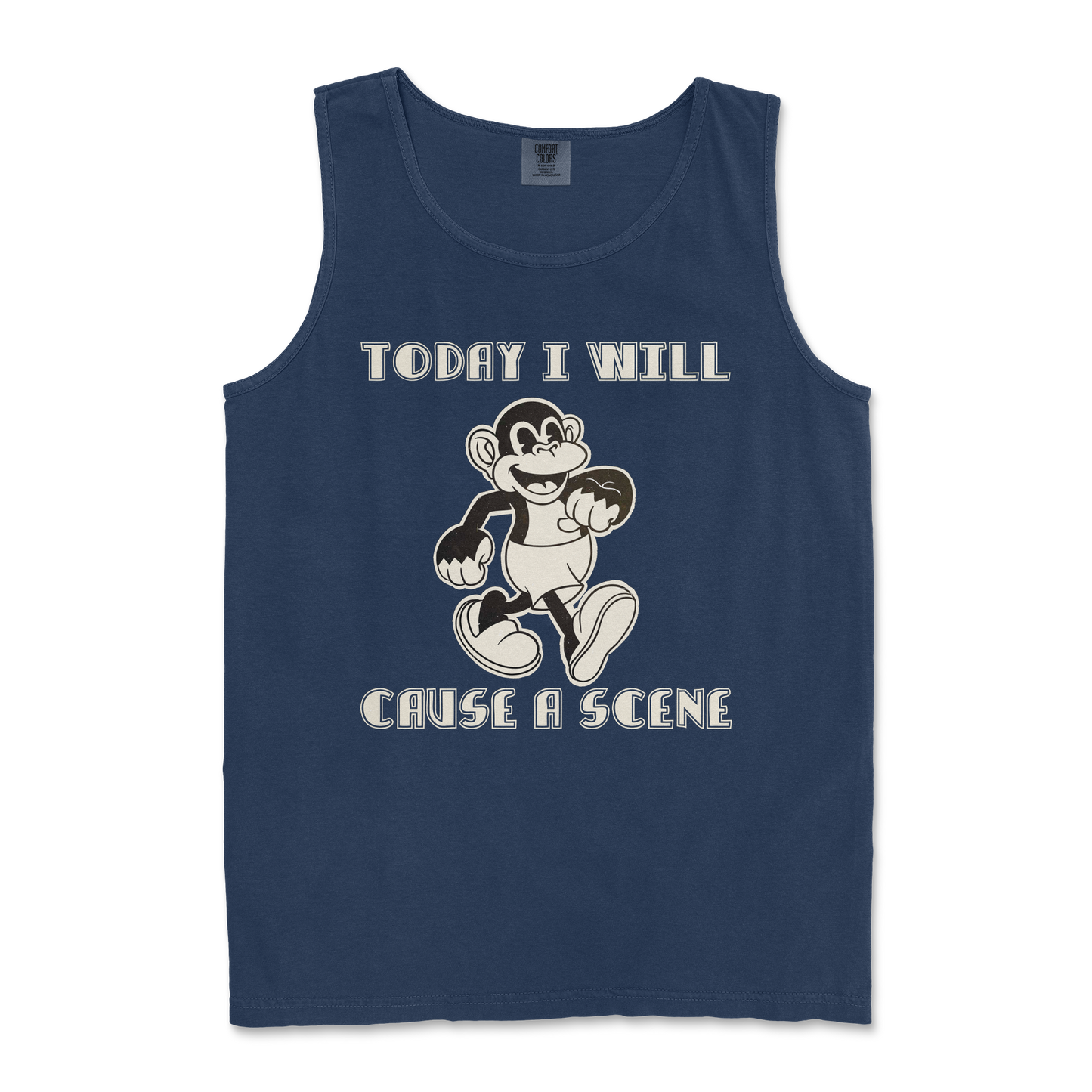 Comfort Colors Tank Top Cause A Scene in True-Navy