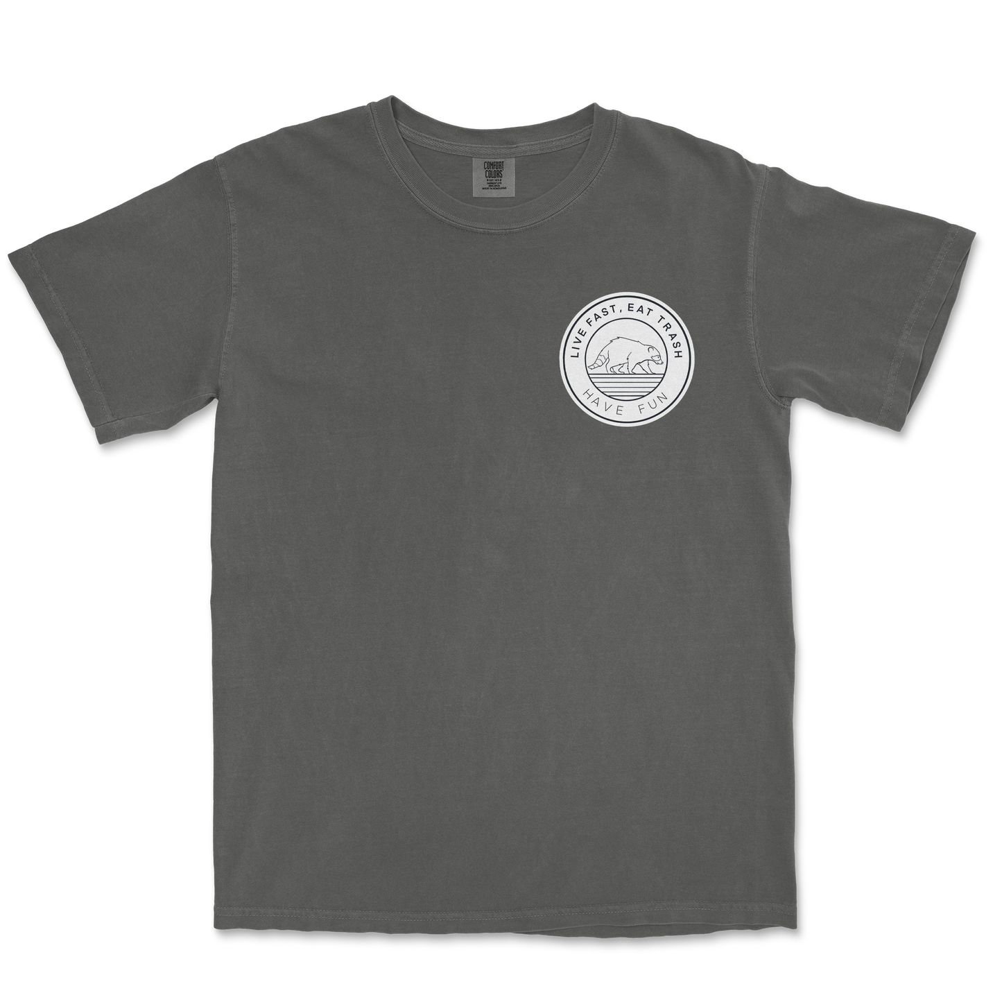 Comfort Colors T-Shirt Raccoon Logo in Pepper