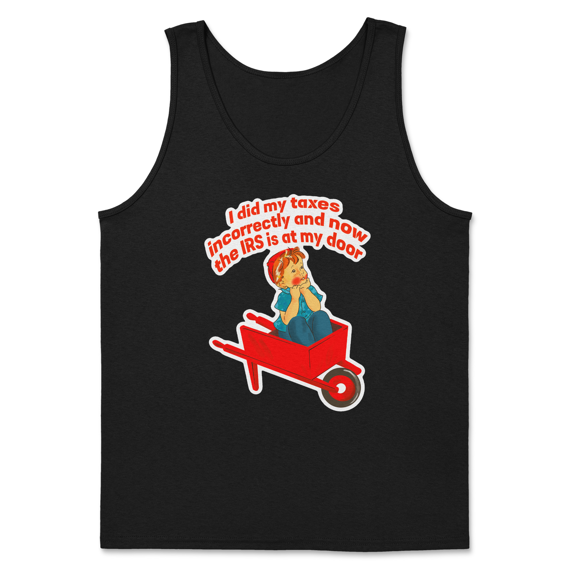 Heavy Blend Tank Top Here Comes the IRS in Black