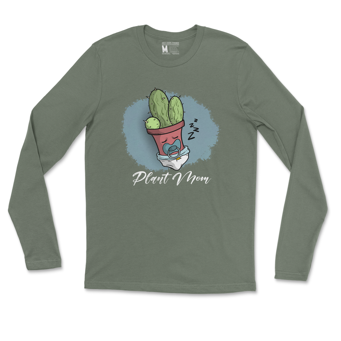 Gildan SoftStyle Long Sleeve Plant Mom 2 in Military Green