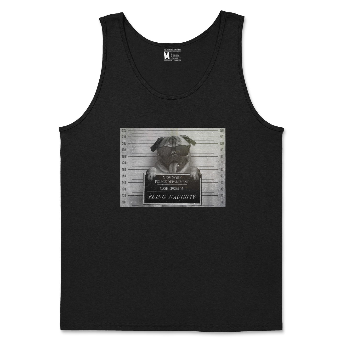 Gildan SoftStyle Tank Top Naughty Pug in Black