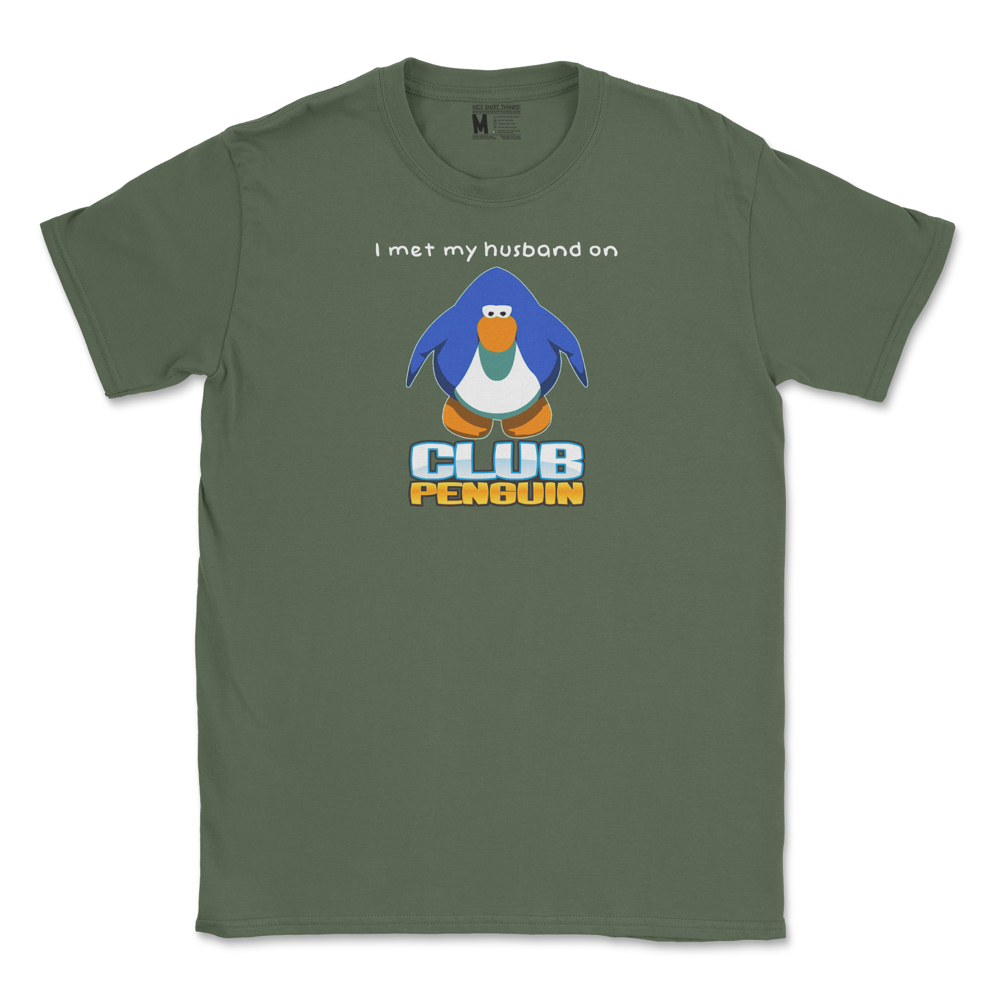 Gildan SoftStyle T-Shirt Club Penguin Husband  in Military-Green