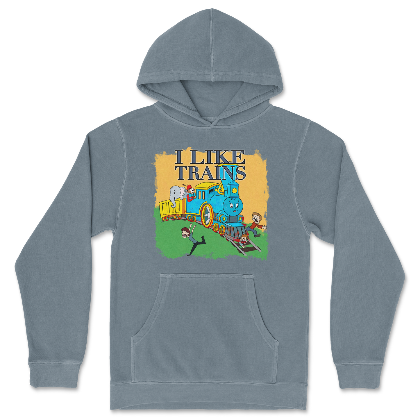 Independent Clothing Co. Hoodie I Like Trains in Blue Magic