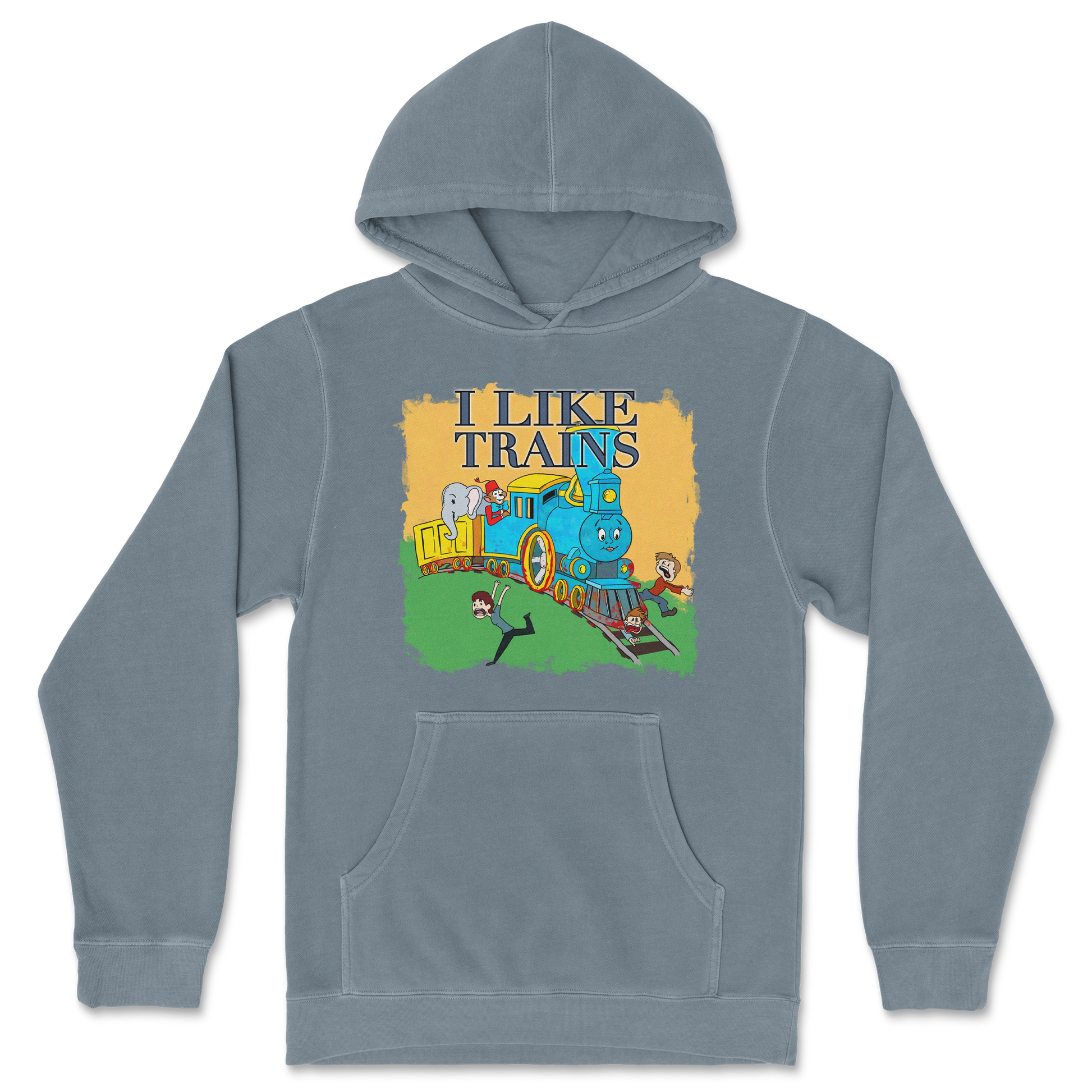 Independent Clothing Co. Hoodie I Like Trains in Blue Magic