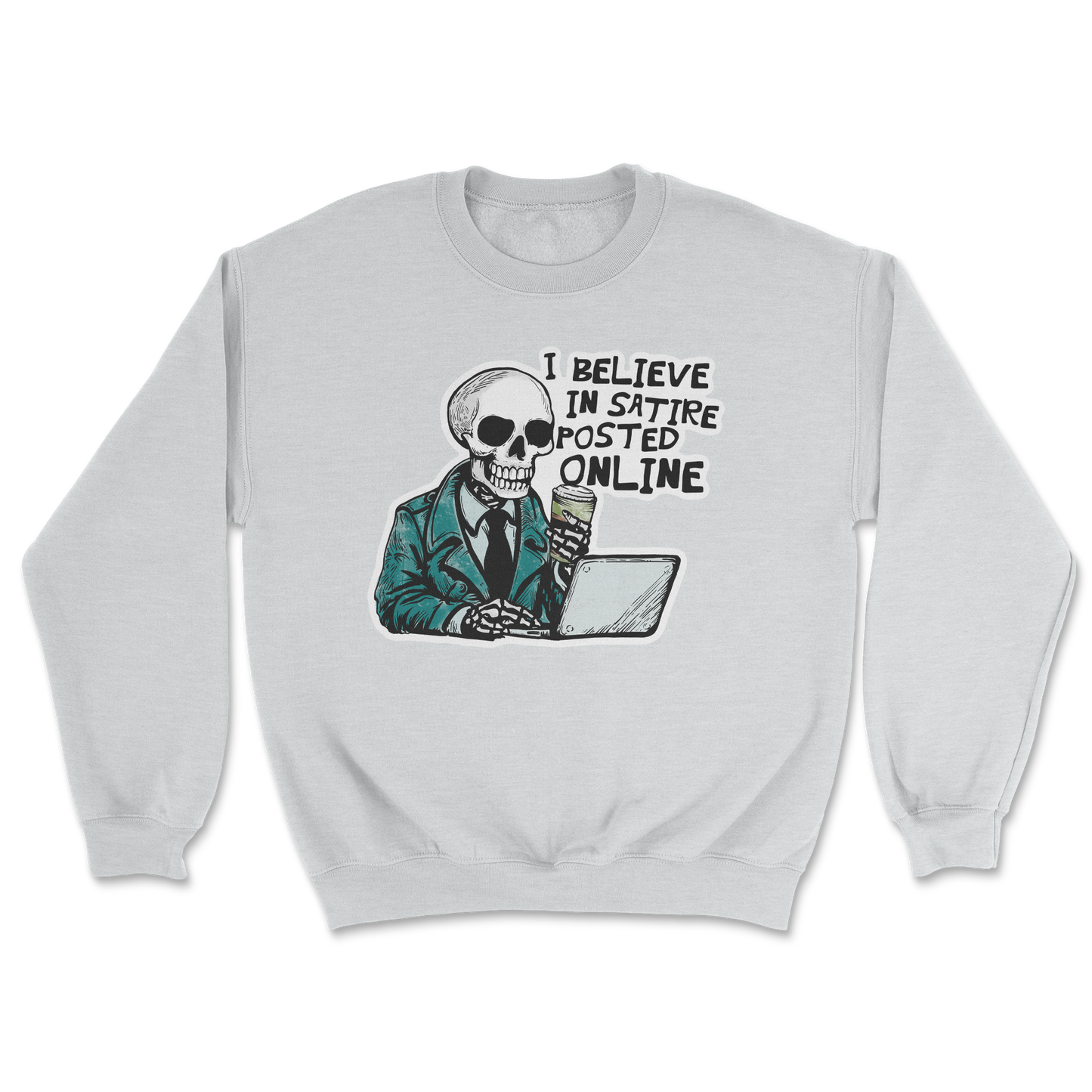 Heavy Blend Crew Neck Believe in Satire in Sports Grey