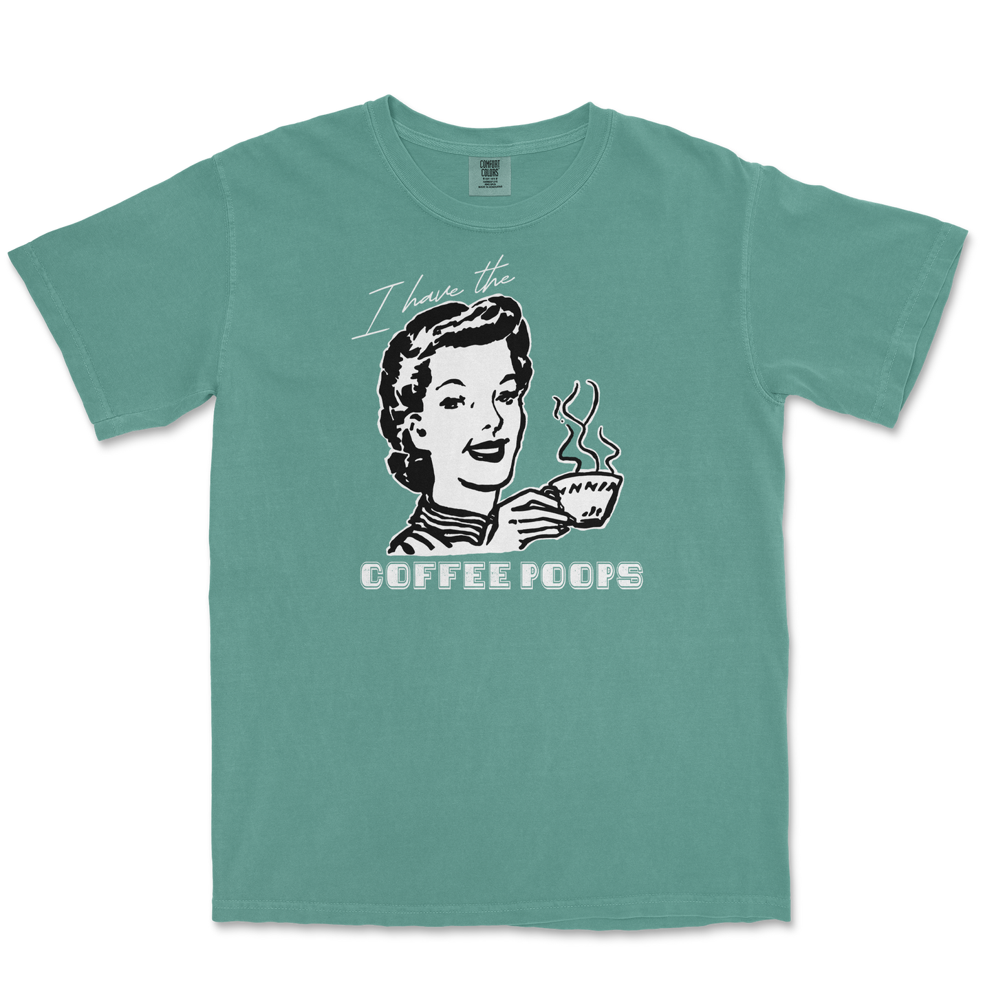 Comfort Colors T-Shirt Coffee Poops in Light-Green