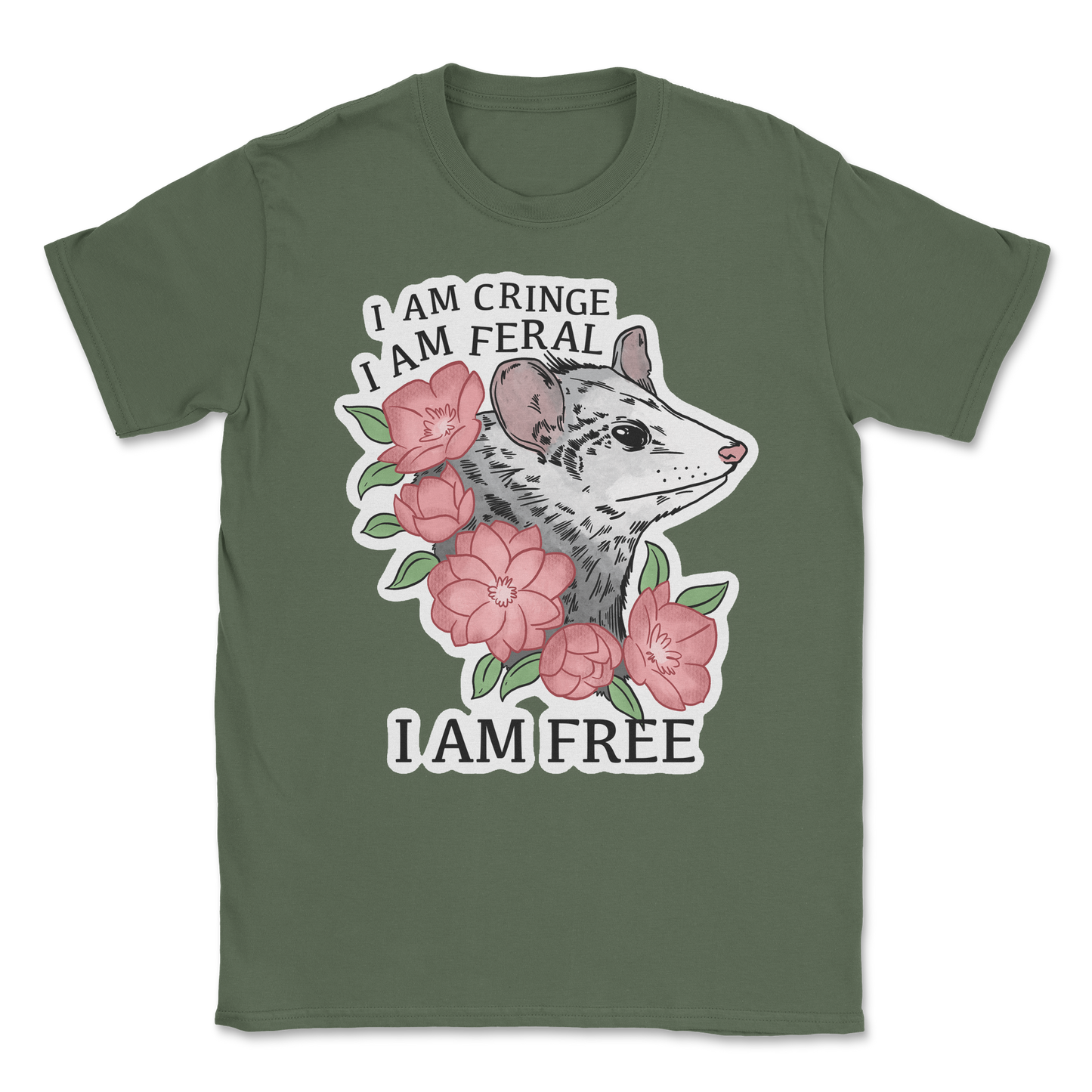 The Nice Shirt T-Shirt I Am Cringe in Military-Green