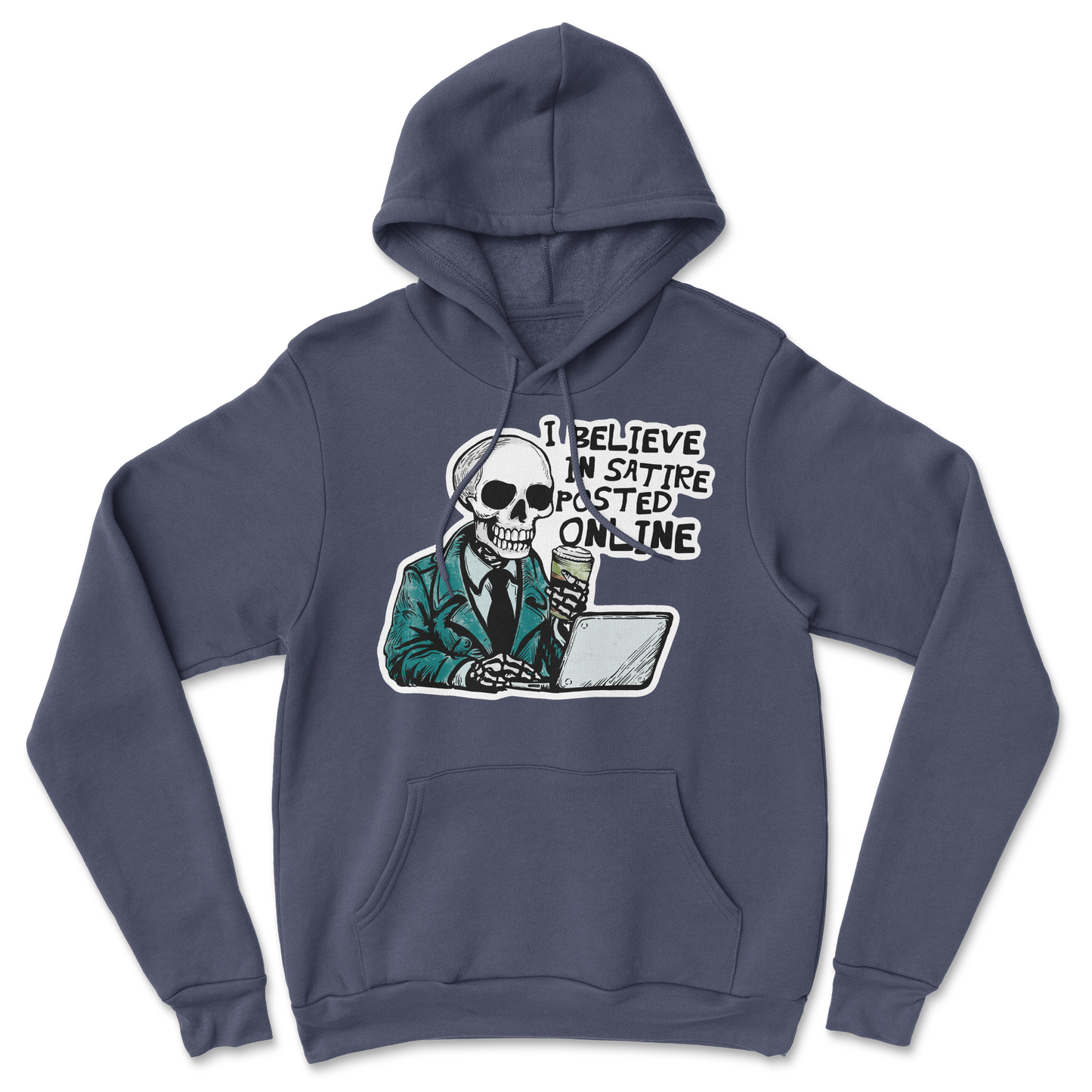 Heavy Blend Hoodie Believe in Satire in Navy