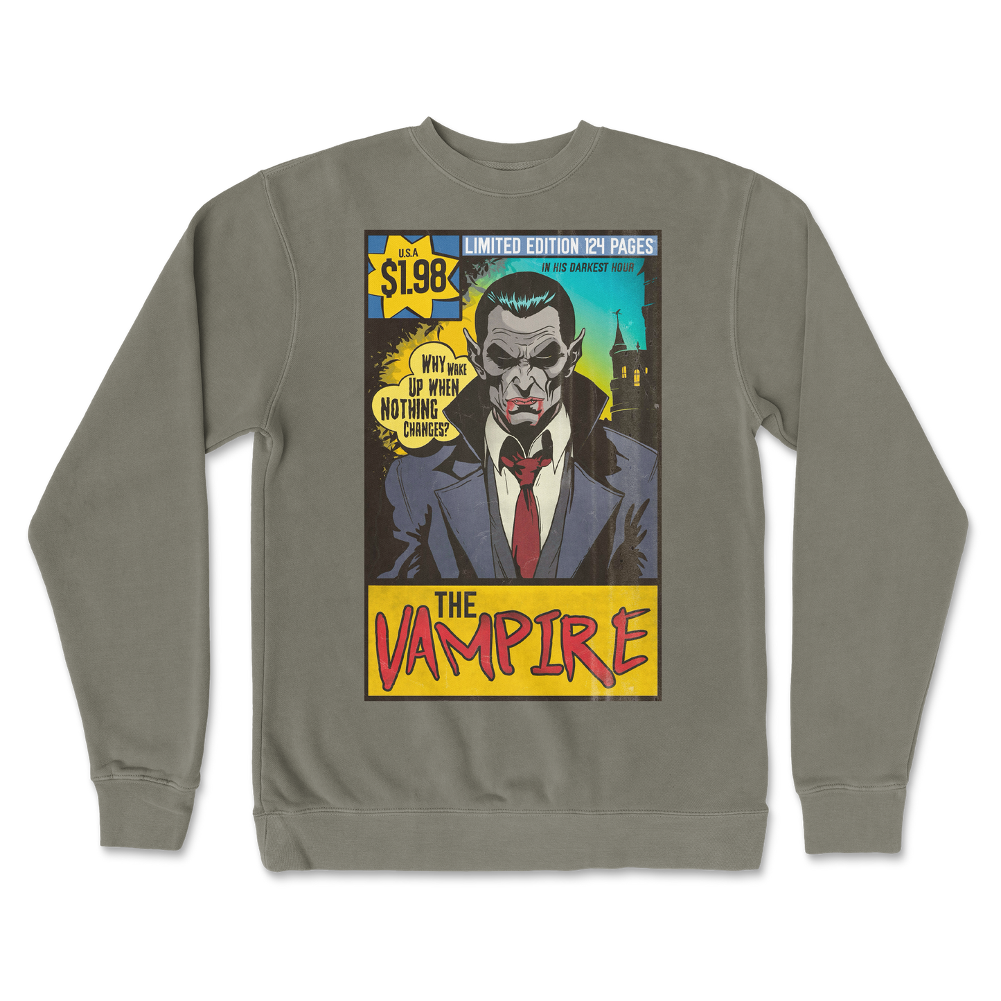 Independent Clothing Co. Crew Neck Sad Vampire in Army