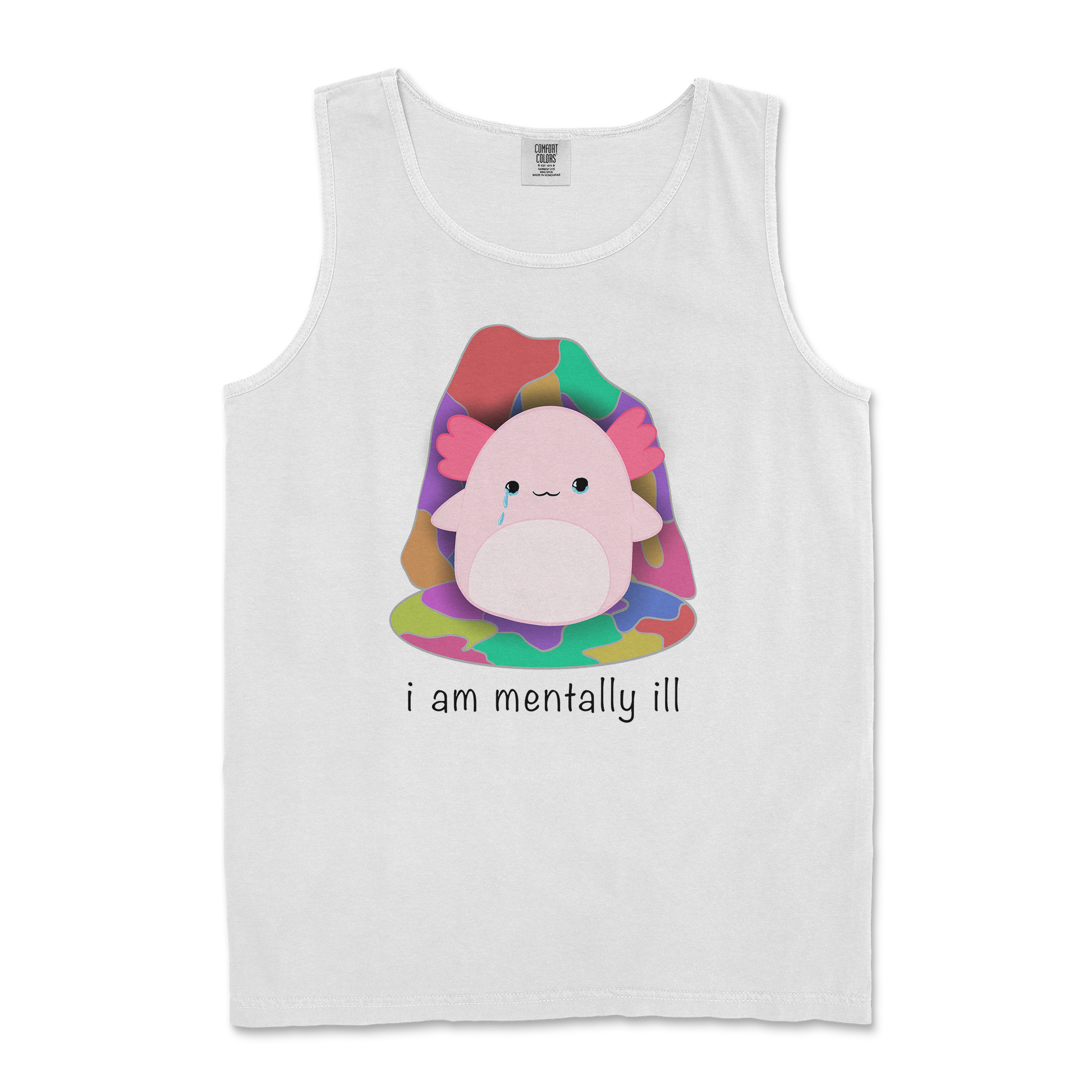 Comfort Colors Tank Top Mentally Ill and Squishy in White