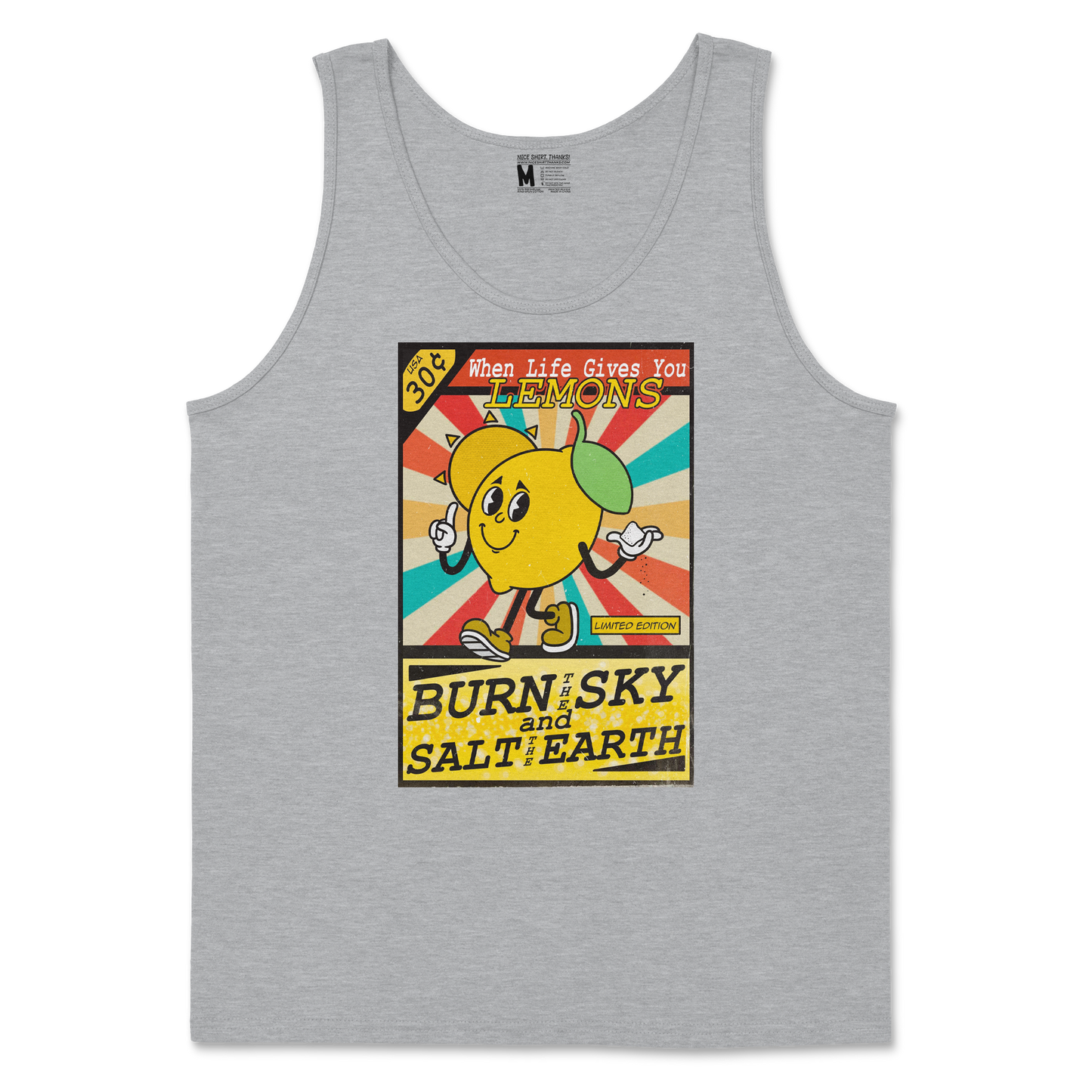 Gildan SoftStyle Tank Top Life Gives You Lemons in Sport-Grey