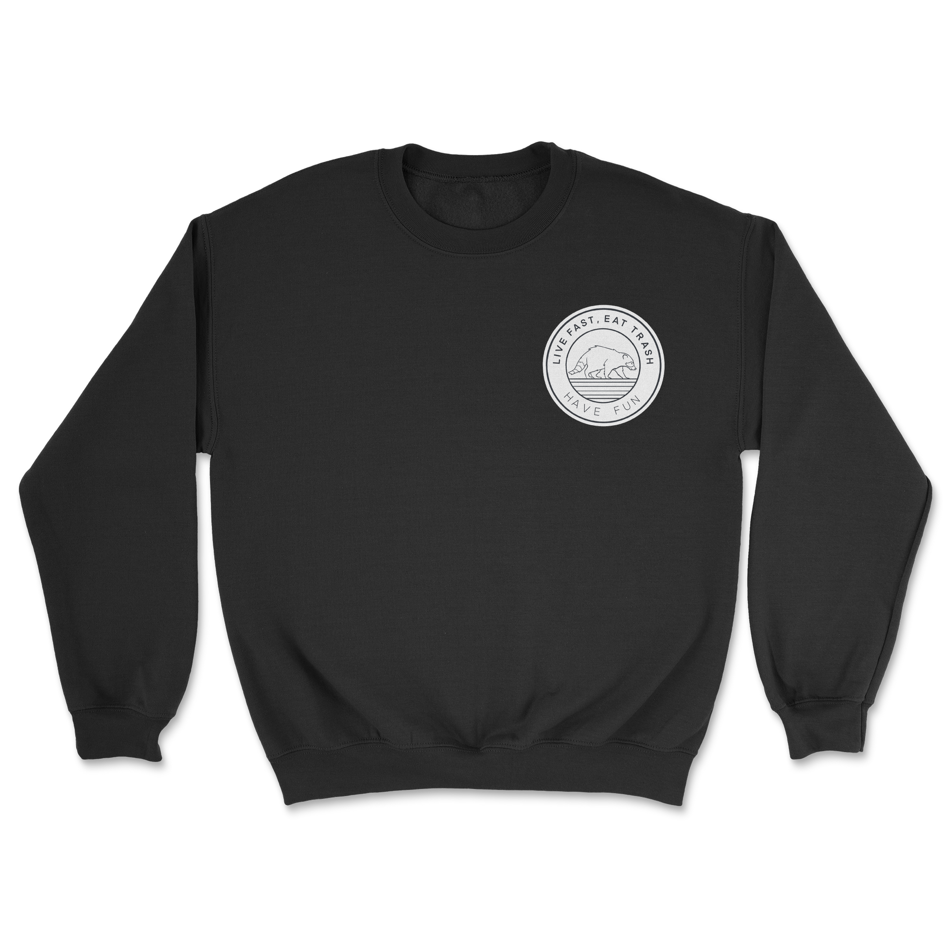 Heavy Blend Crew Neck Raccoon Logo  in Black