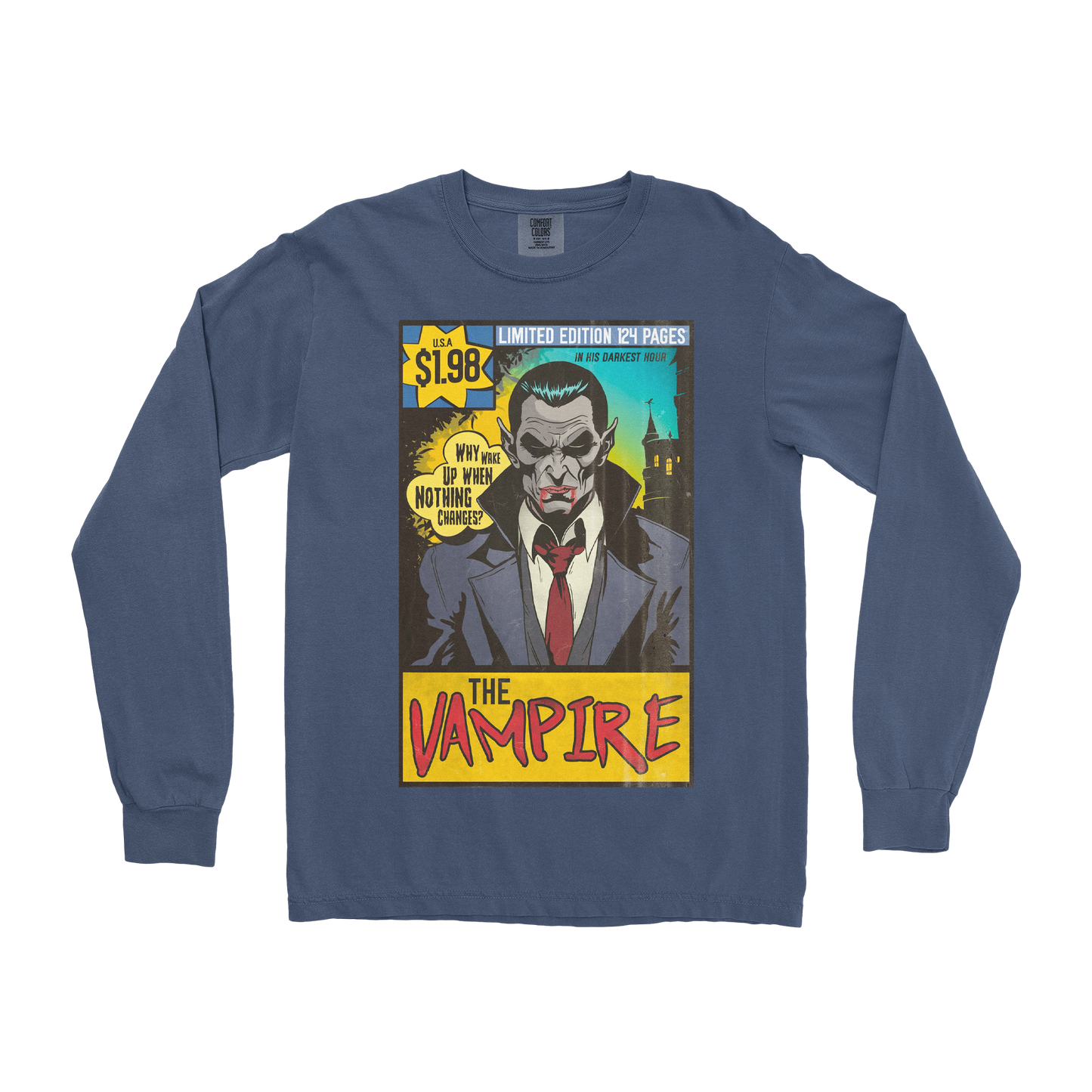 Comfort Colors Long Sleeve Sad Vampire in Midnight