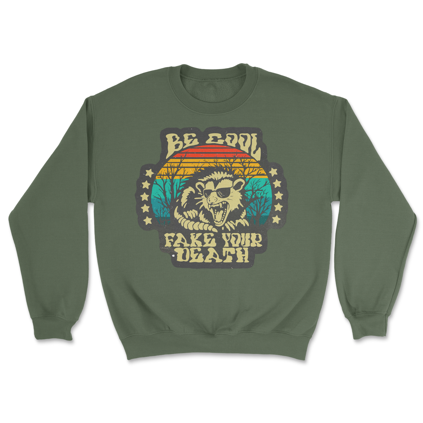 Heavy Blend Crew Neck Fake Your Death in Military Green