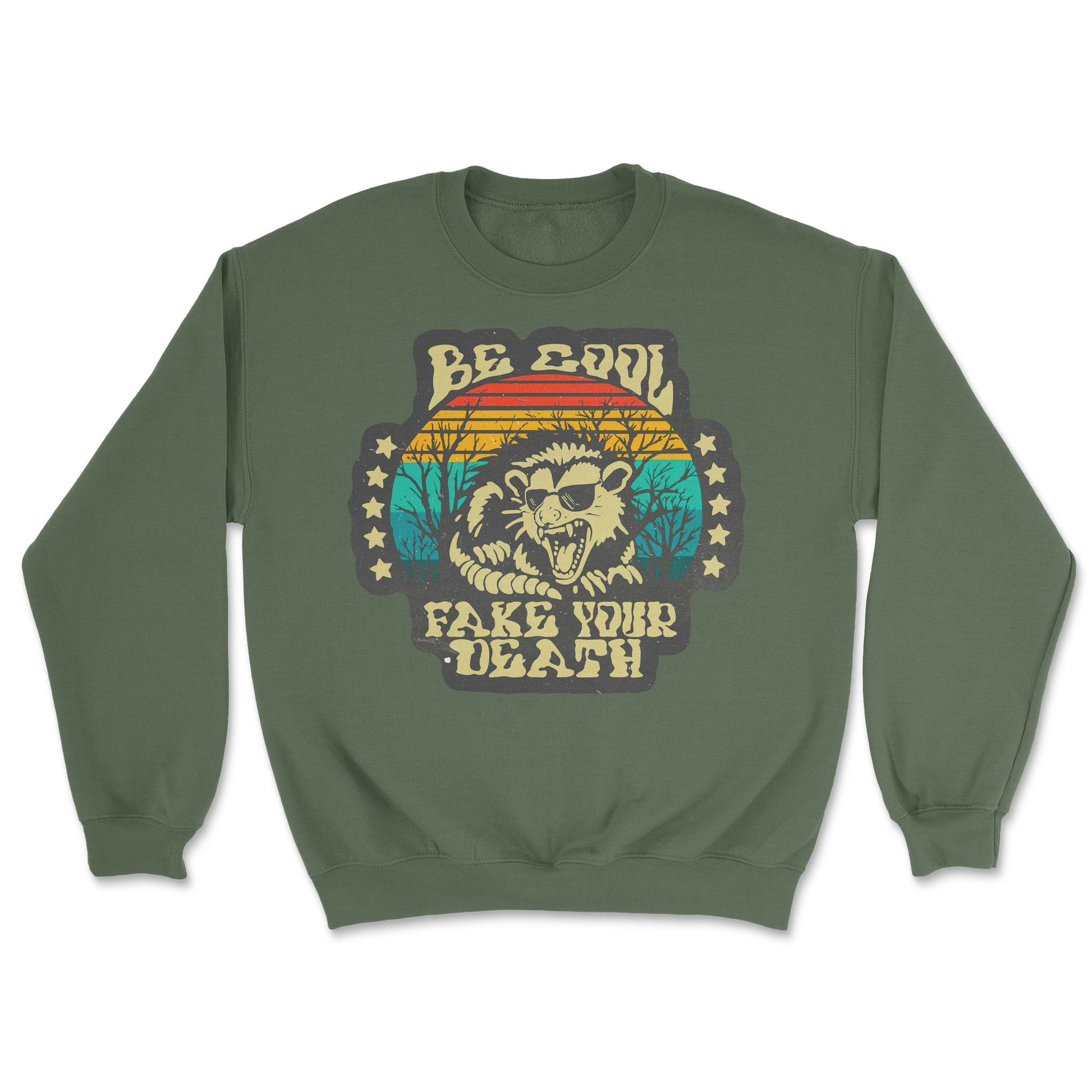 Heavy Blend Crew Neck Fake Your Death in Military Green