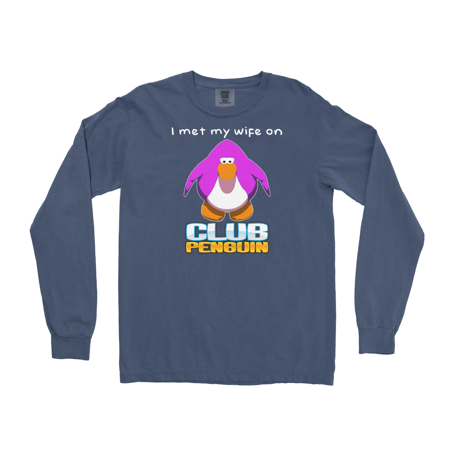 Comfort Colors Long Sleeve Club Penguin Wife in Midnight