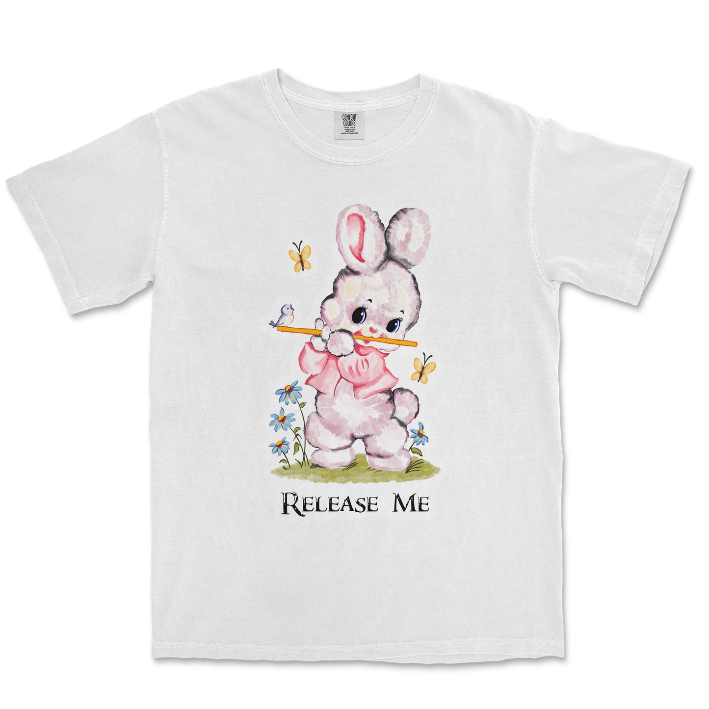 Comfort Colors T-Shirt Cute Bunny in White