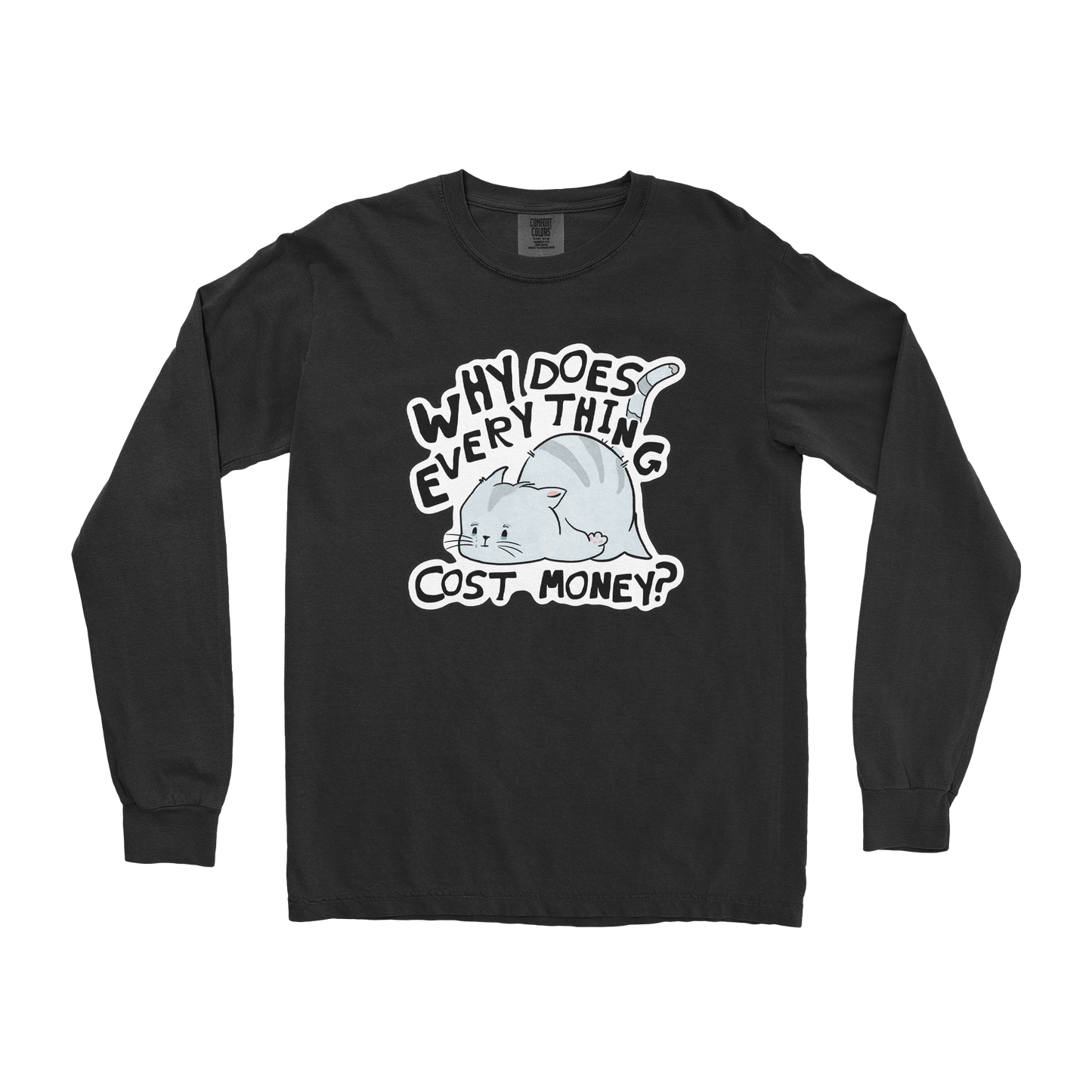 Comfort Colors Long Sleeve Broke Cat in Black