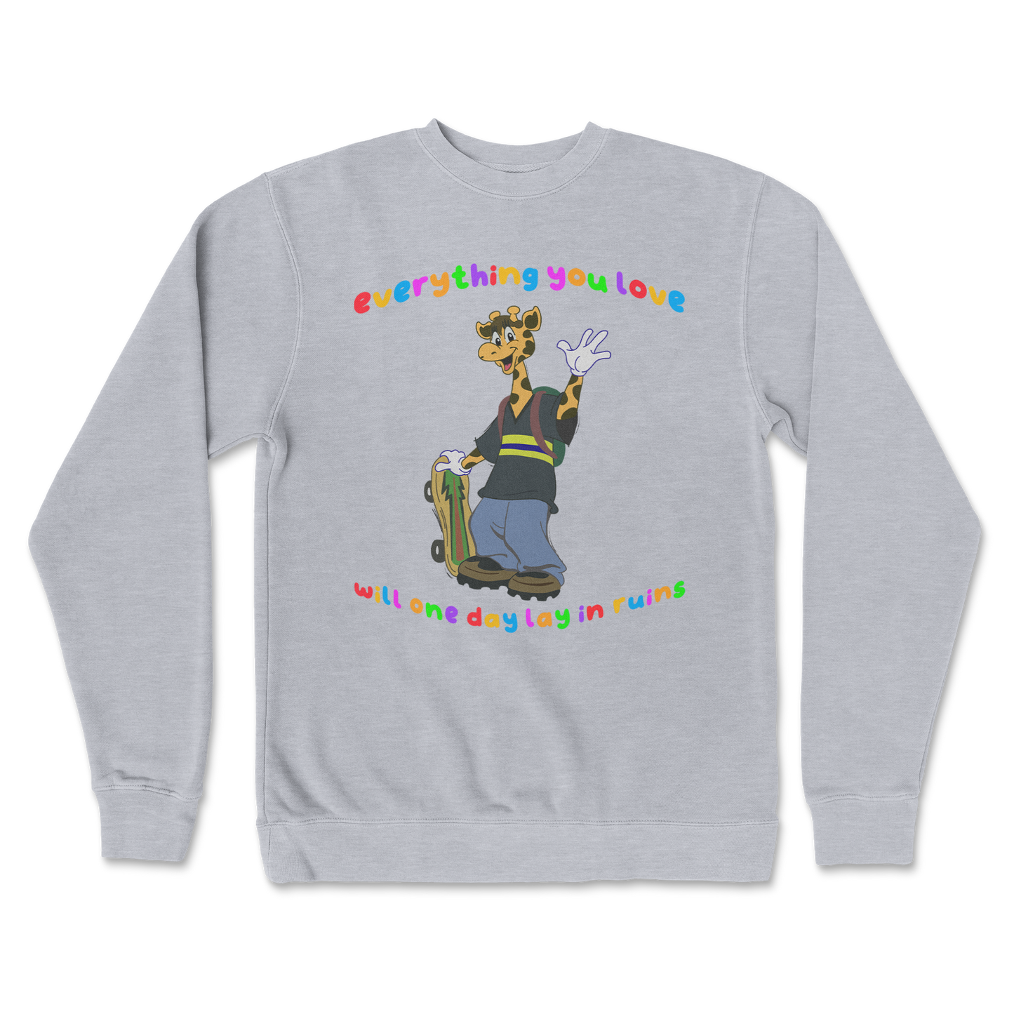 Independent Clothing Co. Crew Neck Jerry the Giraffe in GreyHeather