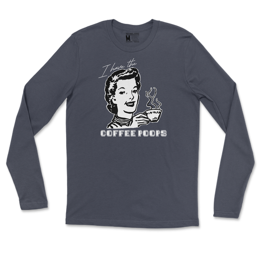 Gildan SoftStyle Long Sleeve Coffee Poops  in Navy