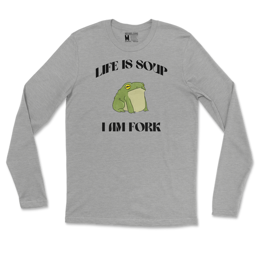 Gildan SoftStyle Long Sleeve I Am Fork  in Heather-Gray
