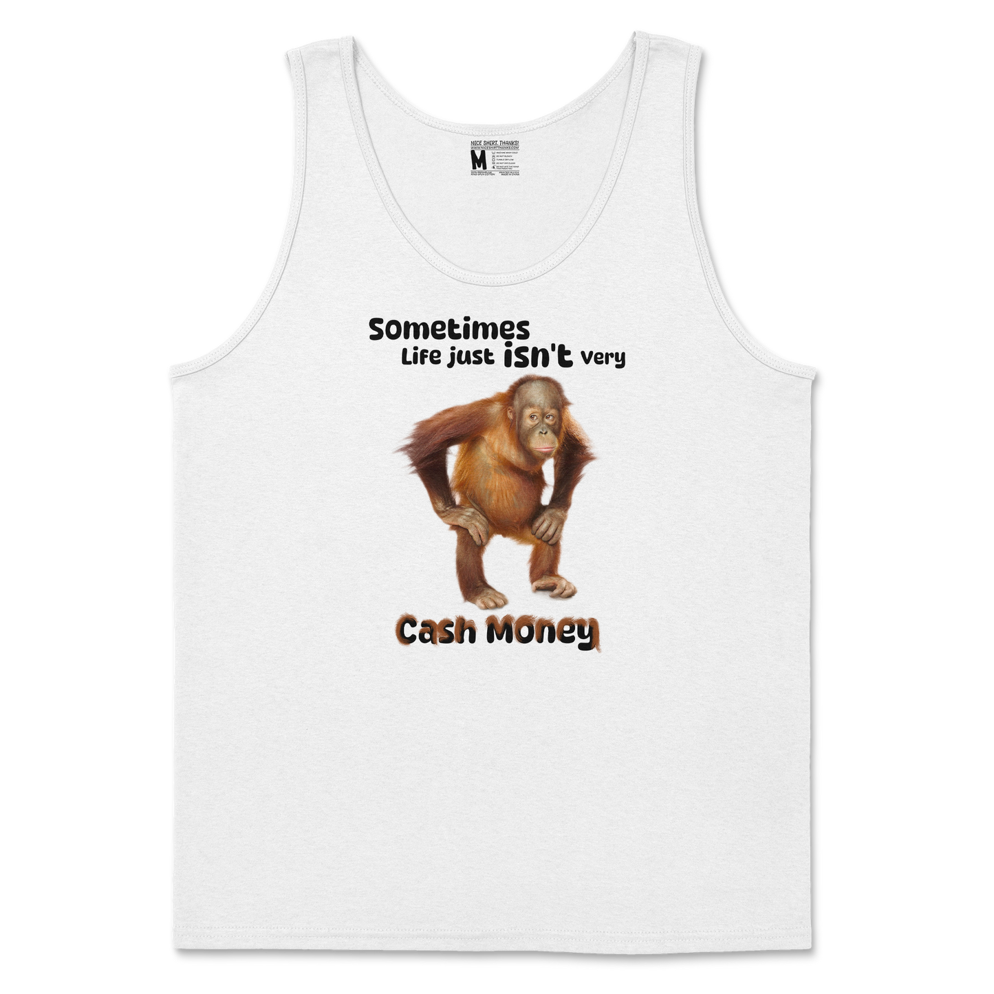 Gildan SoftStyle Tank Top Cash Money Monkey  in White