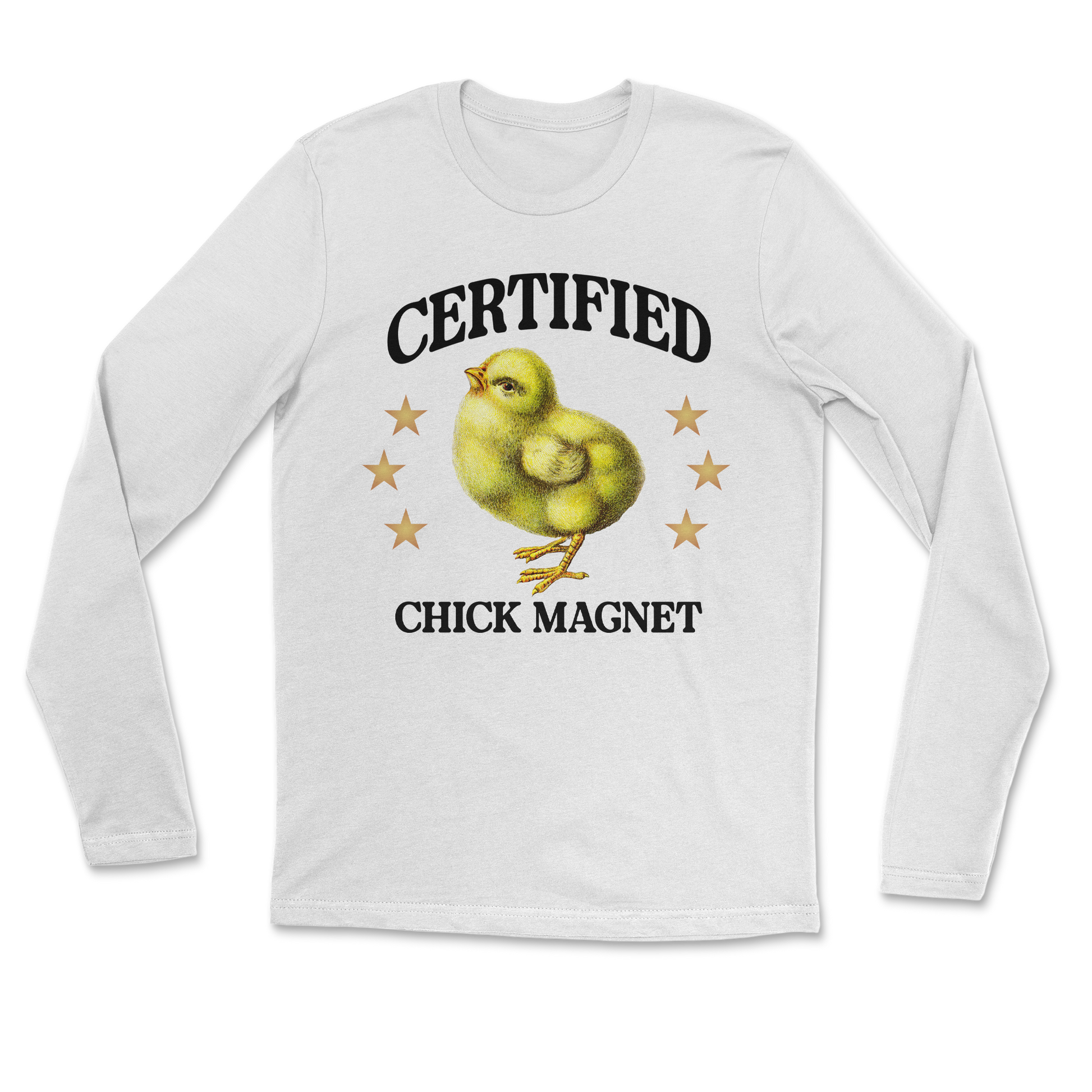 Heavy Blend Long Sleeve Chick Magnet in White