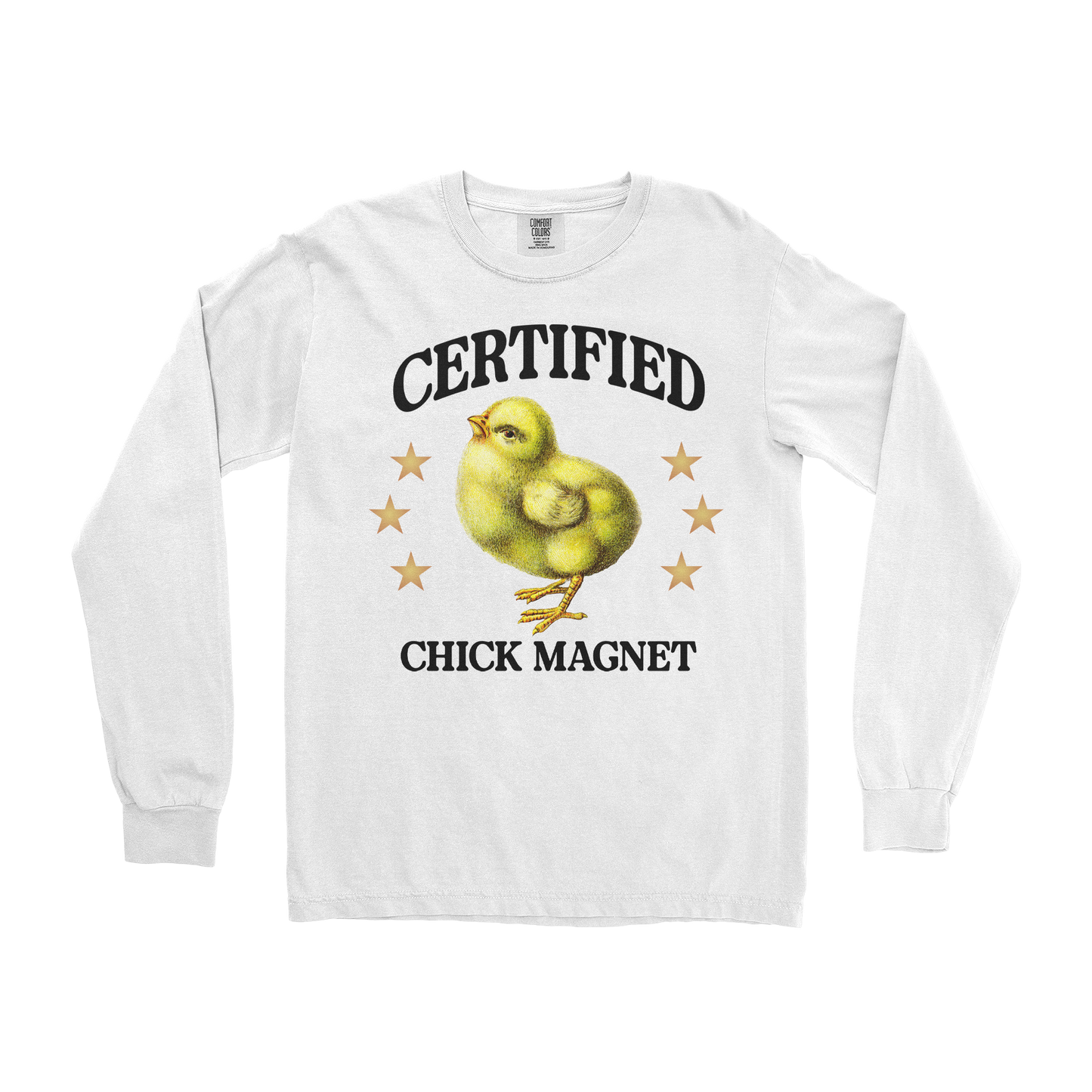 Comfort Colors Long Sleeve Chick Magnet in White