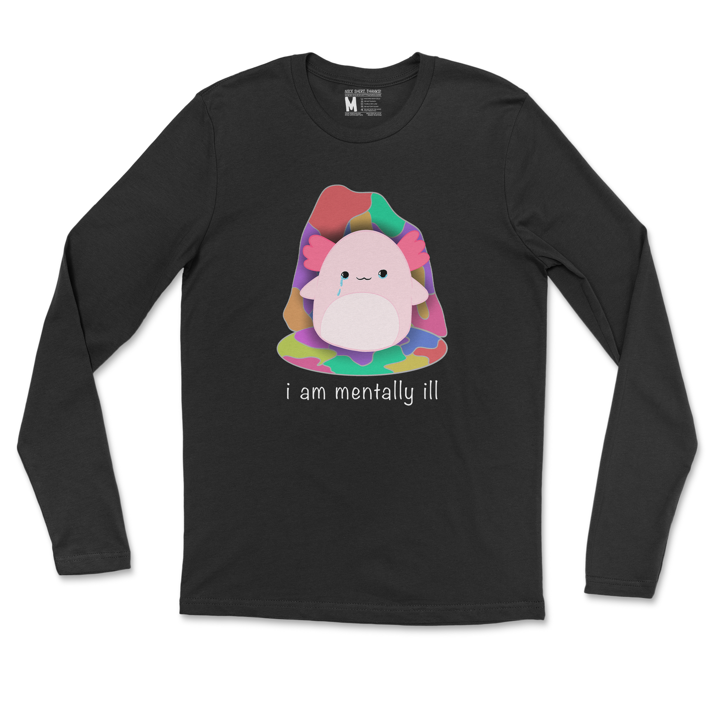 Gildan SoftStyle Long Sleeve Mentally Ill and Squishy in Black