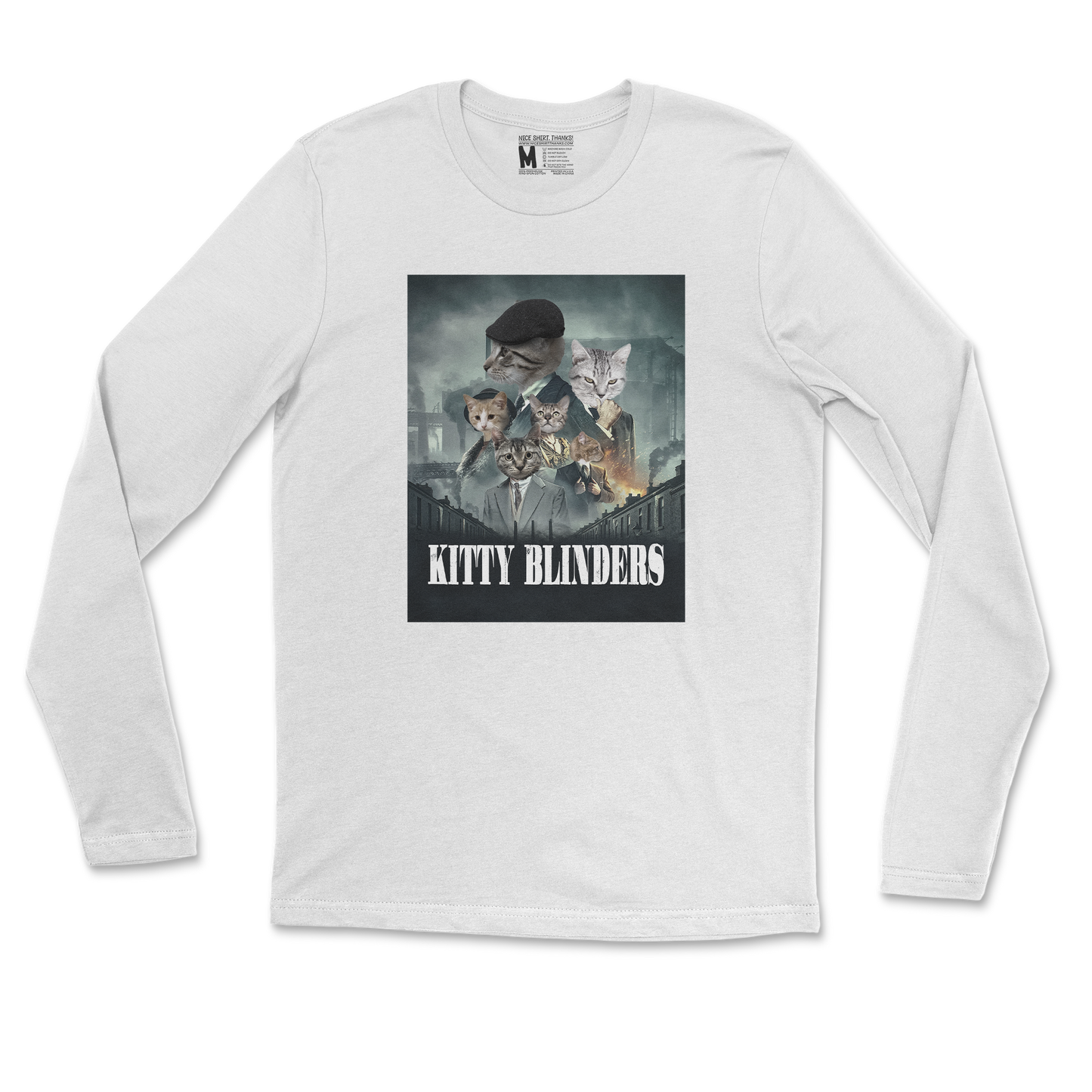 Gildan SoftStyle Long Sleeve Kitty Blinders in White
