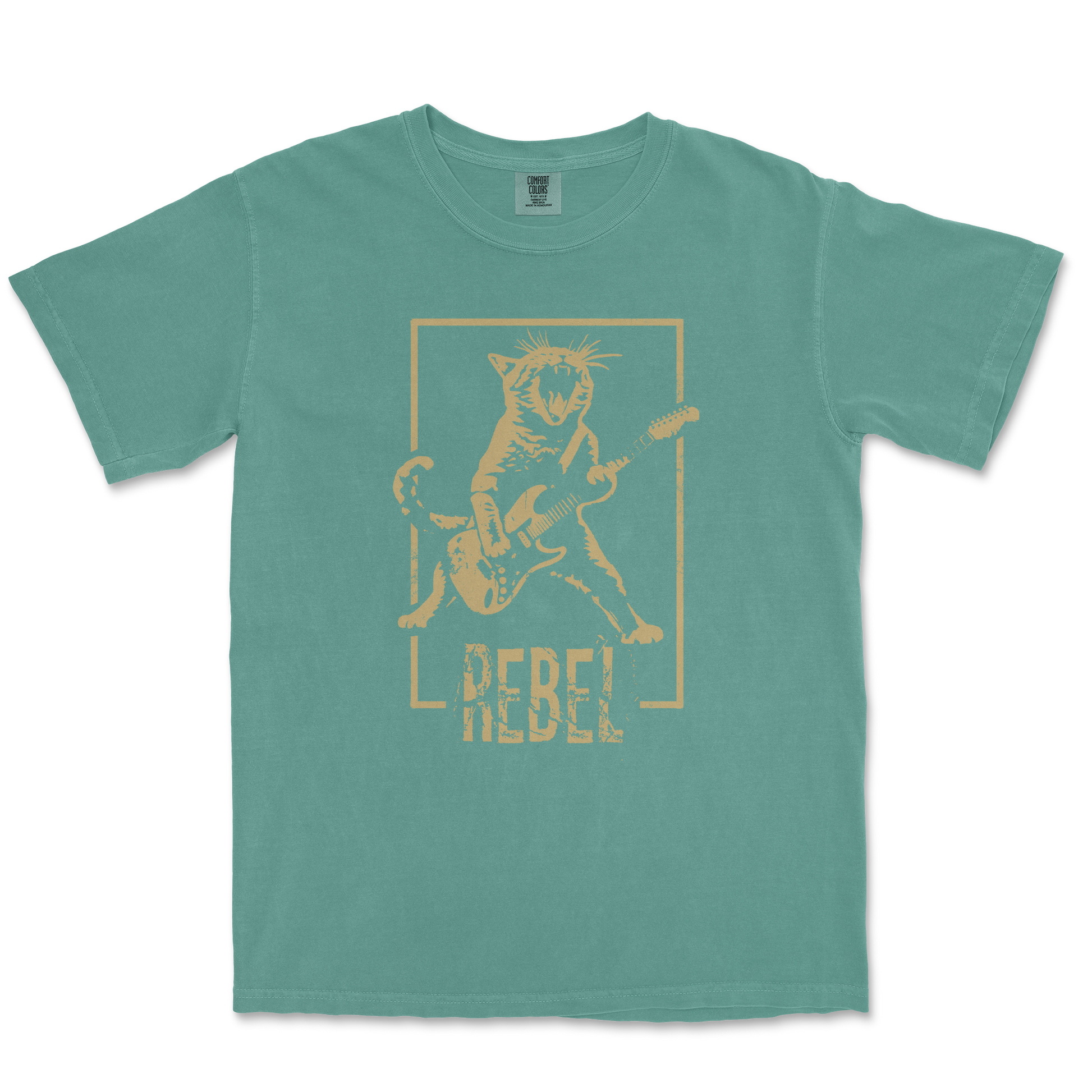 Comfort Colors T-Shirt Rebel Kitty in Light Green