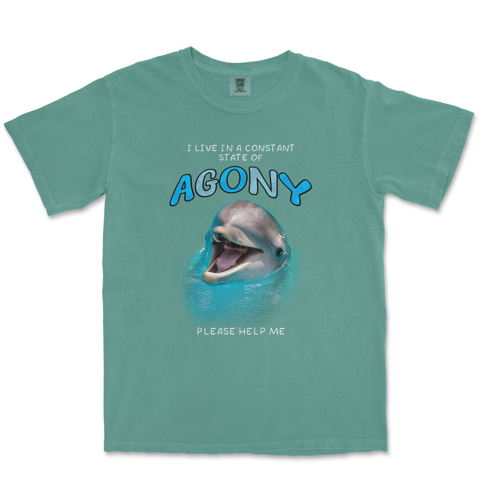 Comfort Colors T-Shirt Agony Dolphin in LightGreen