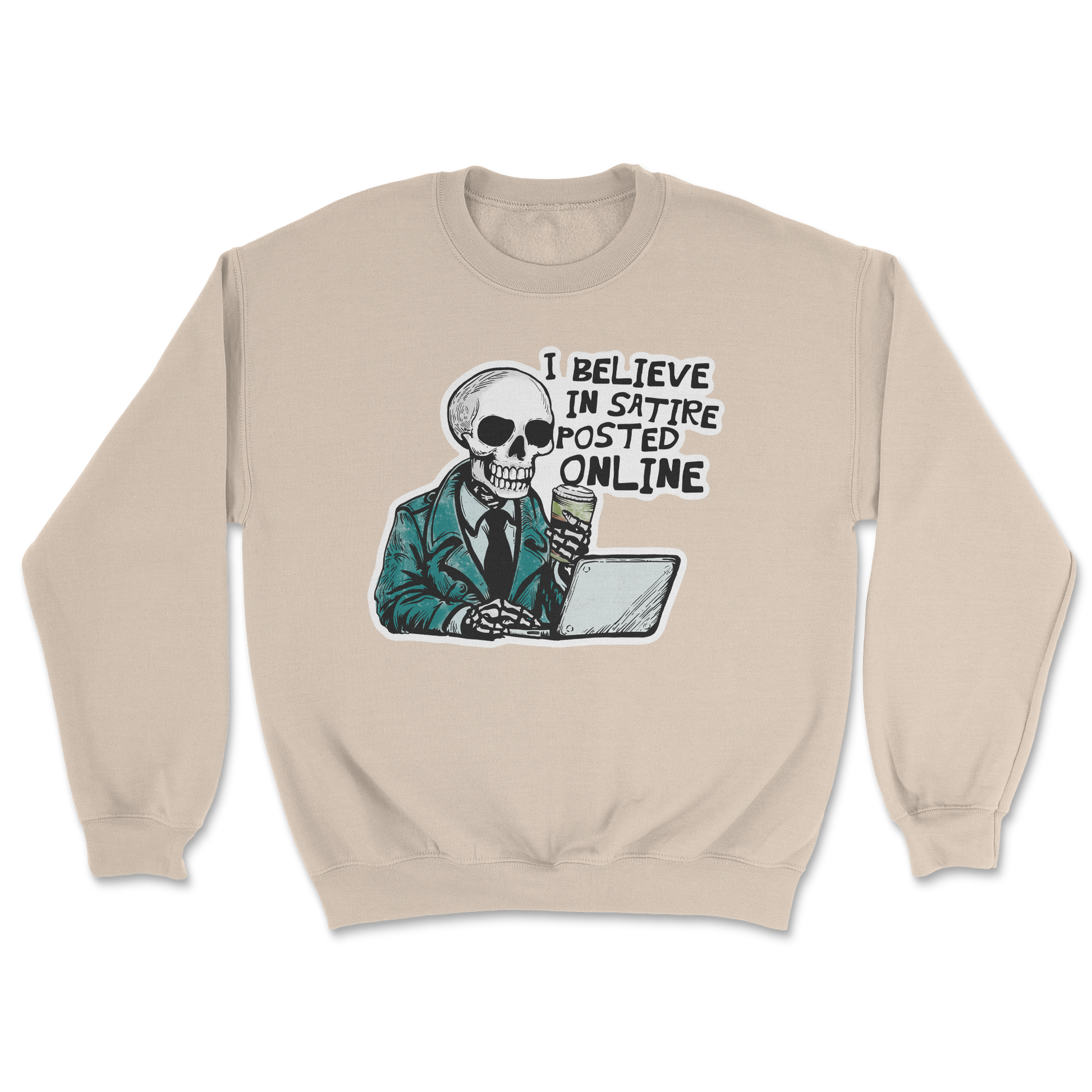 Heavy Blend Crew Neck Believe in Satire in Sand