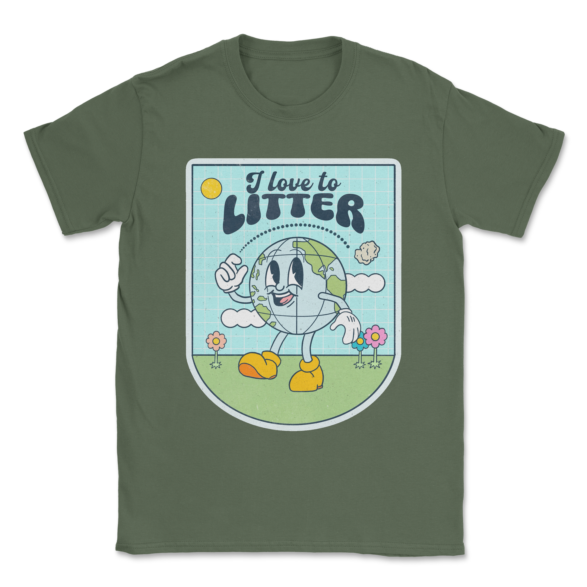 Heavy Blend T-Shirt Earth Day in Military Green