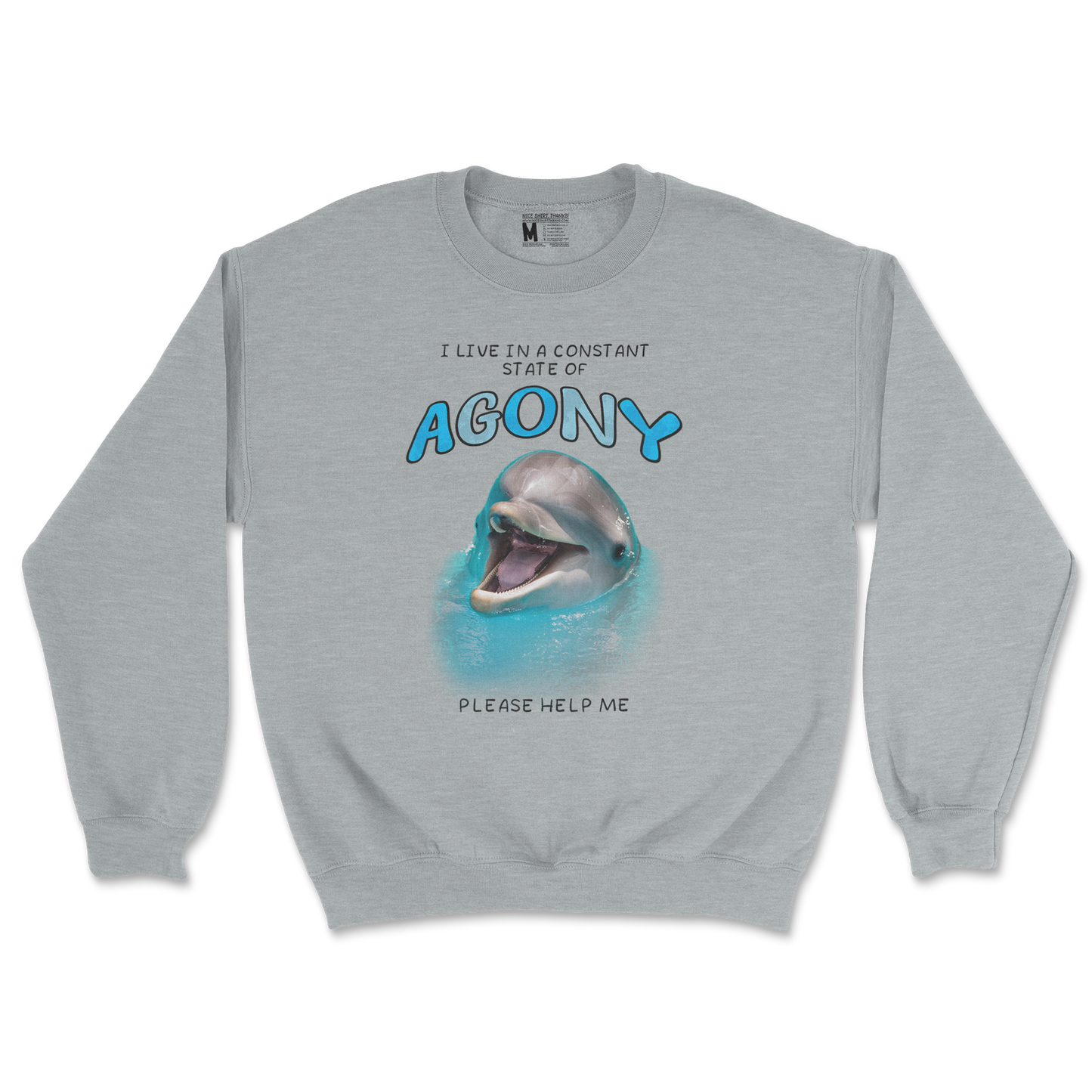 Gildan SoftStyle Crew Neck Agony Dolphin in Sports Grey