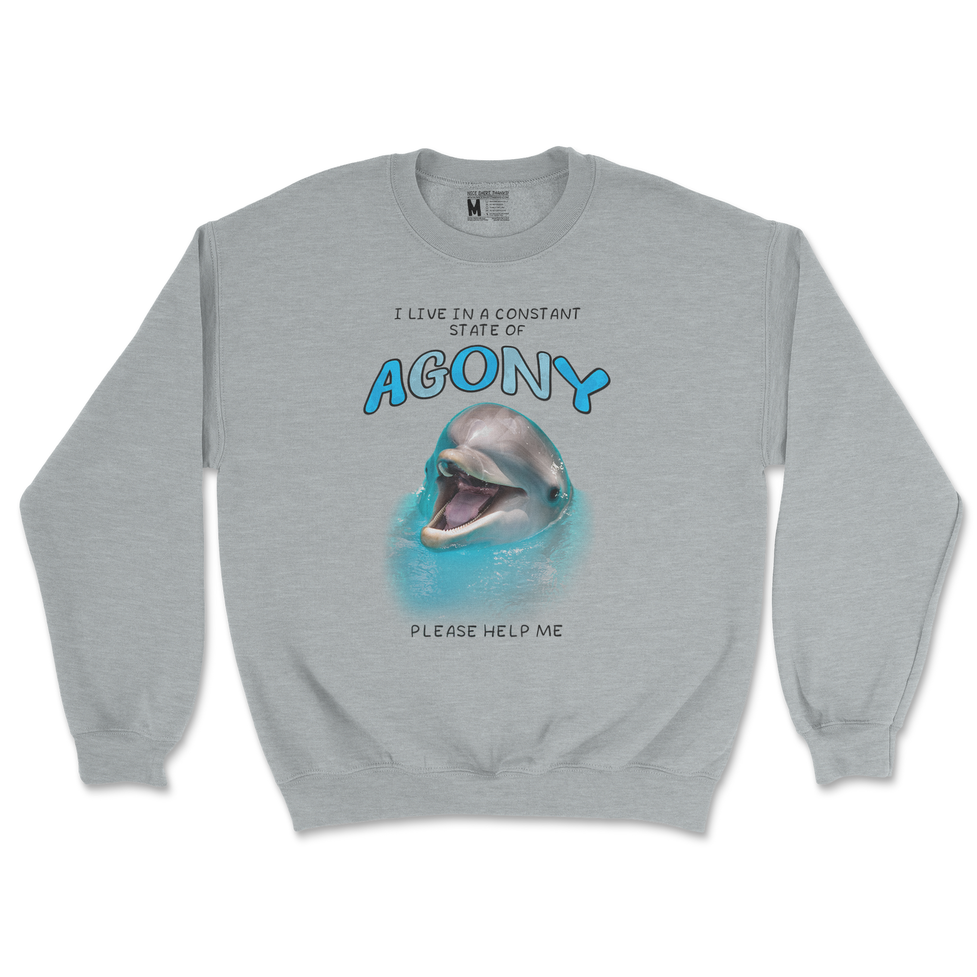 Gildan SoftStyle Crew Neck Agony Dolphin in Sports Grey