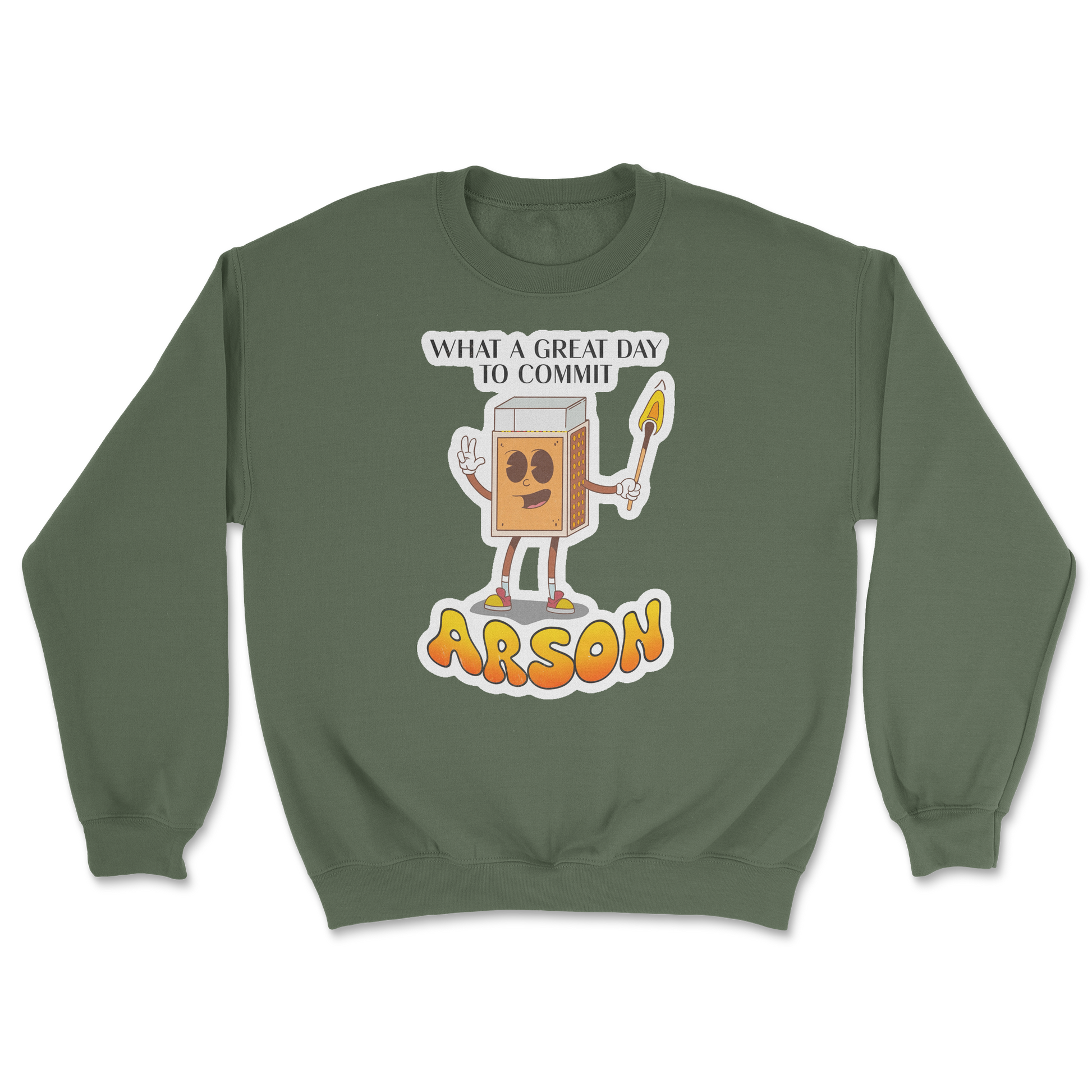 Heavy Blend Crew Neck Commit Arson in Military Green