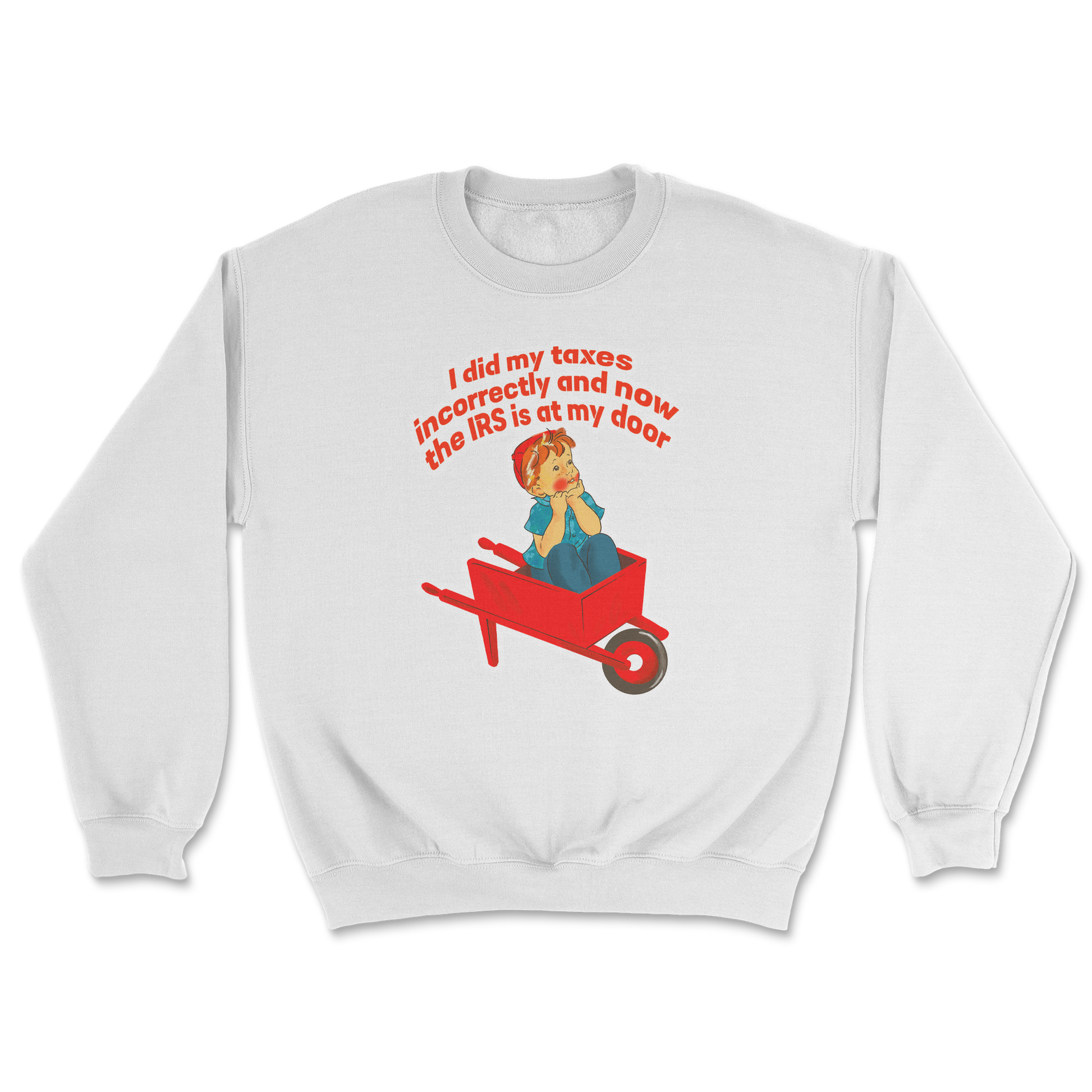 Heavy Blend Crew Neck Here Comes the IRS in White