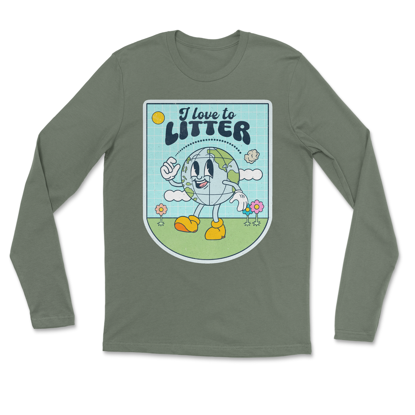 Heavy Blend Long Sleeve Earth Day in Military Green