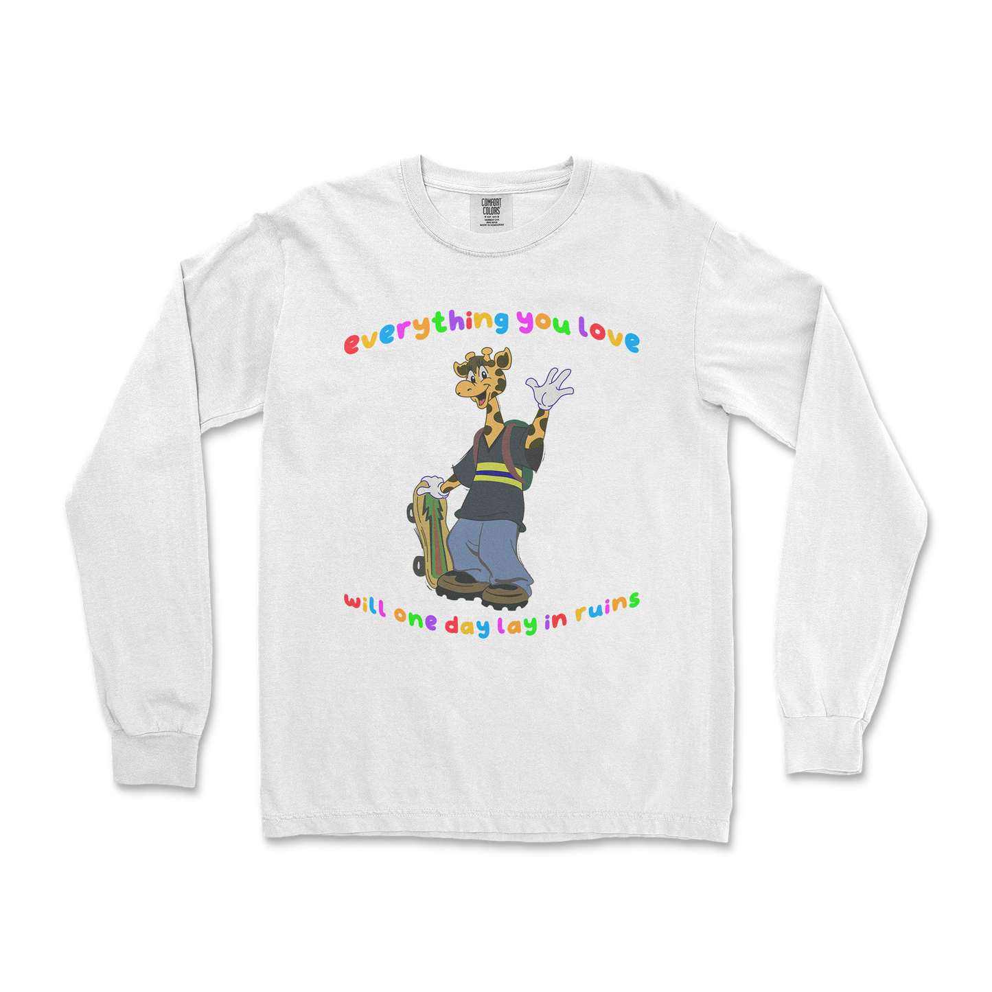 Comfort Colors Long Sleeve Jerry the Giraffe in White