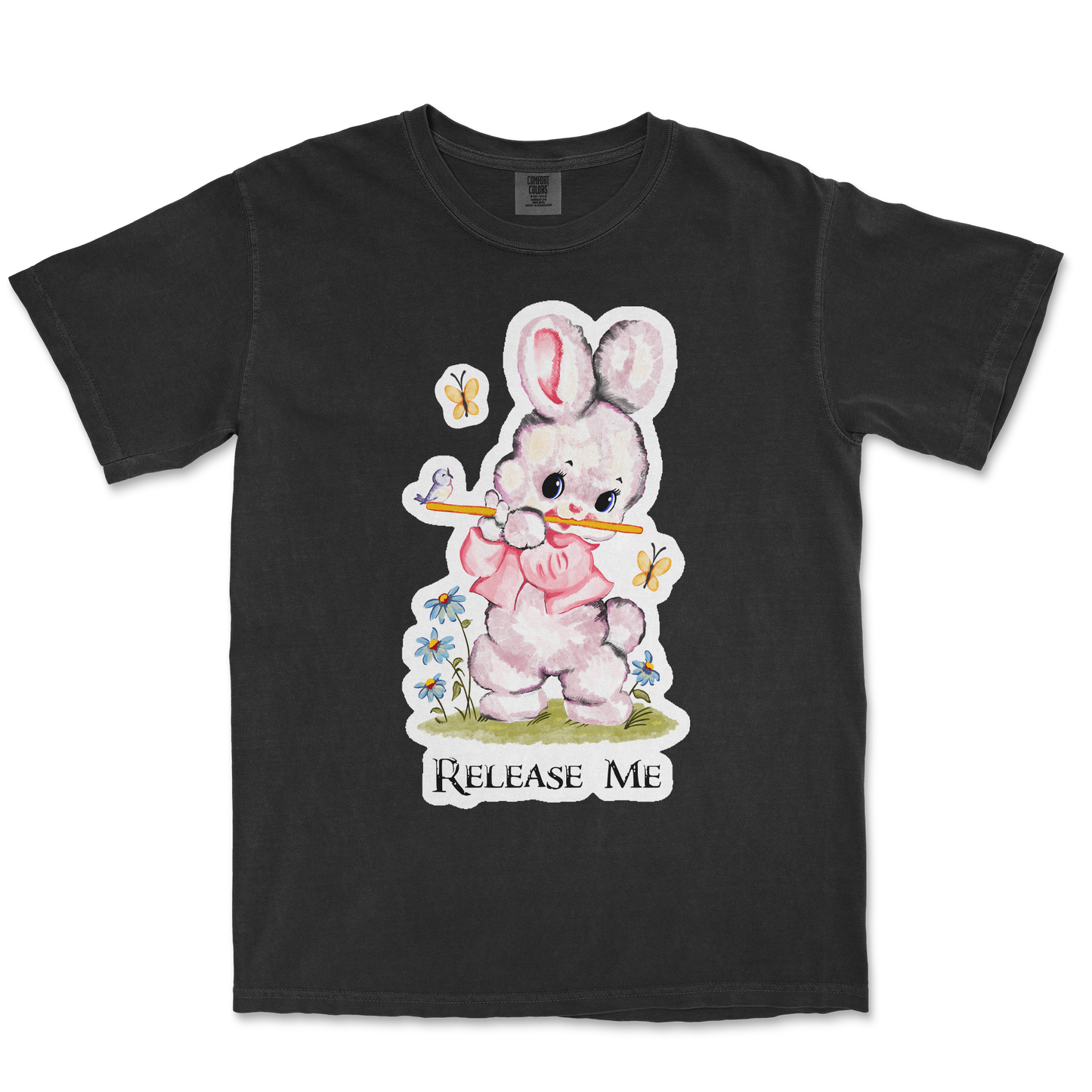 Comfort Colors T-Shirt Cute Bunny in Black