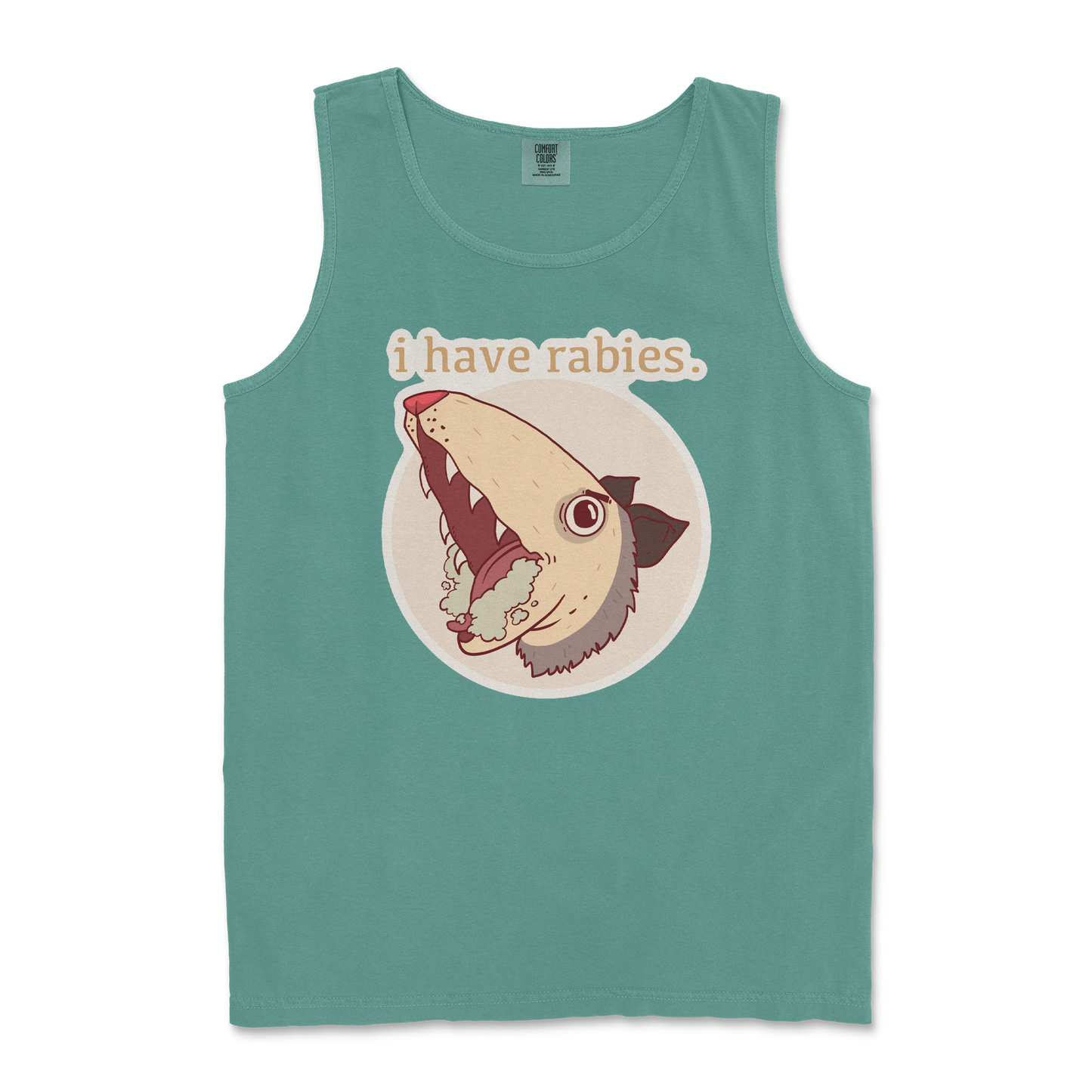 Comfort Colors Tank Top I Have Rabies in Light Green