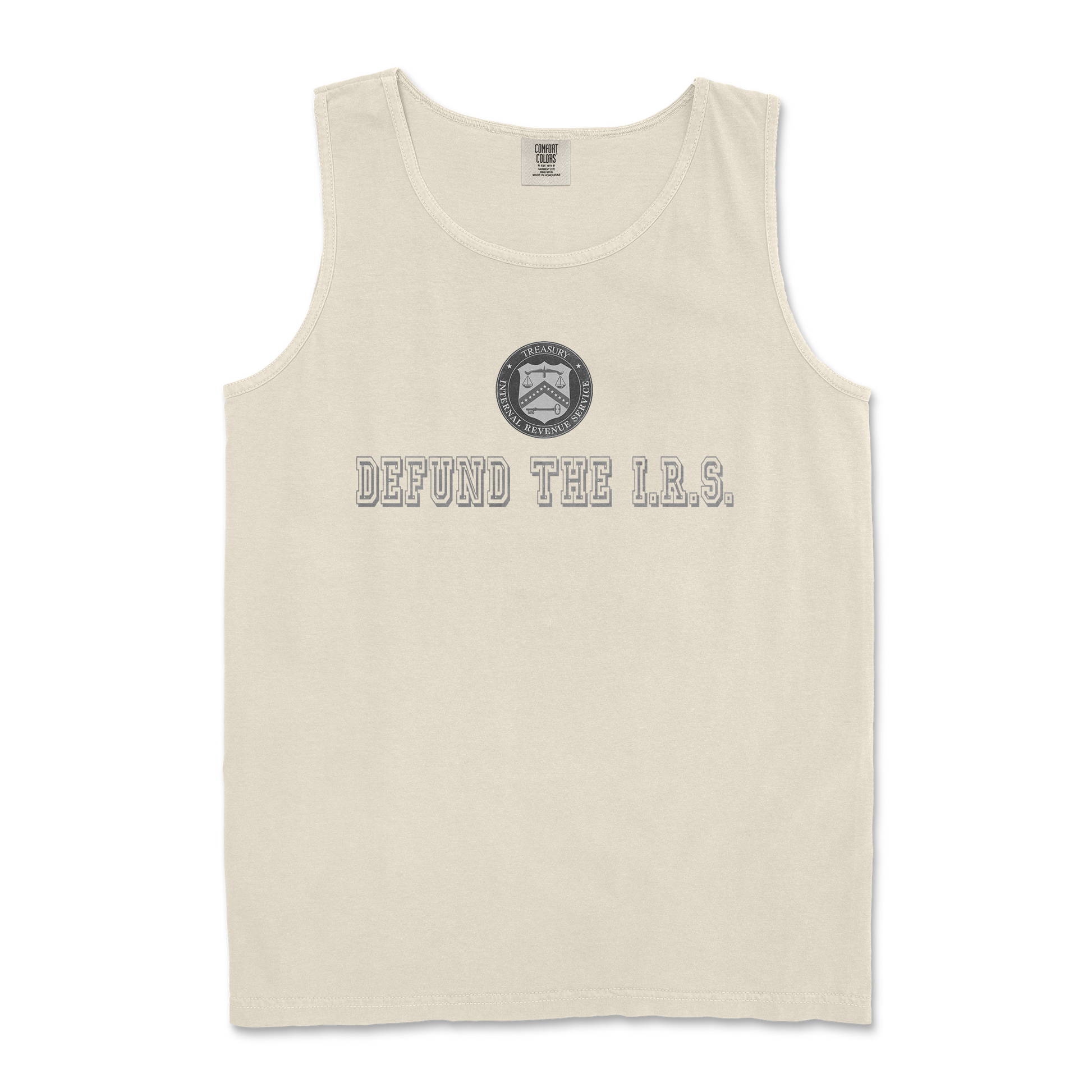 Comfort Colors Tank Top Defund The I.R.S. in Ivory