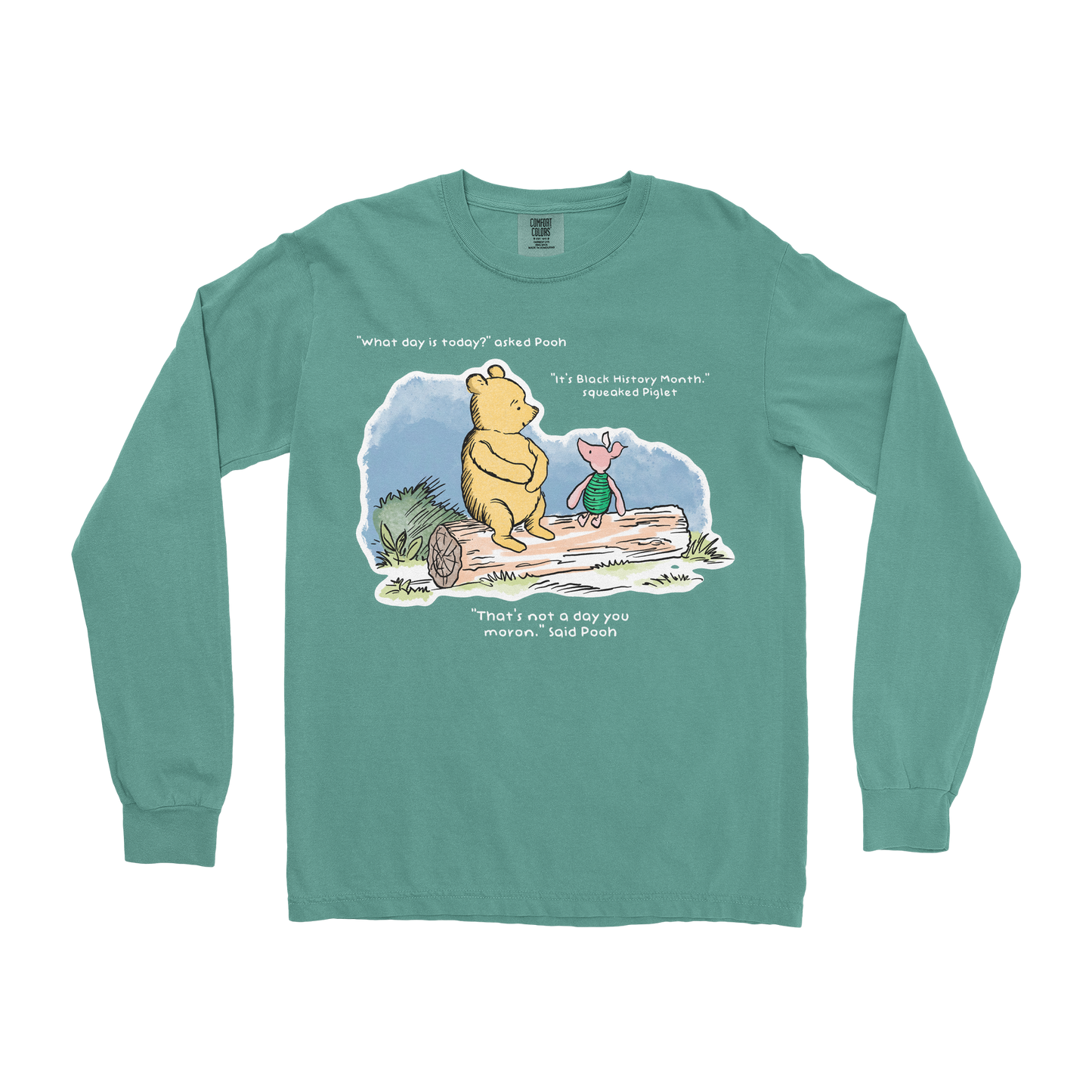 Comfort Colors Long Sleeve Winnie the Pooh in Light-Green
