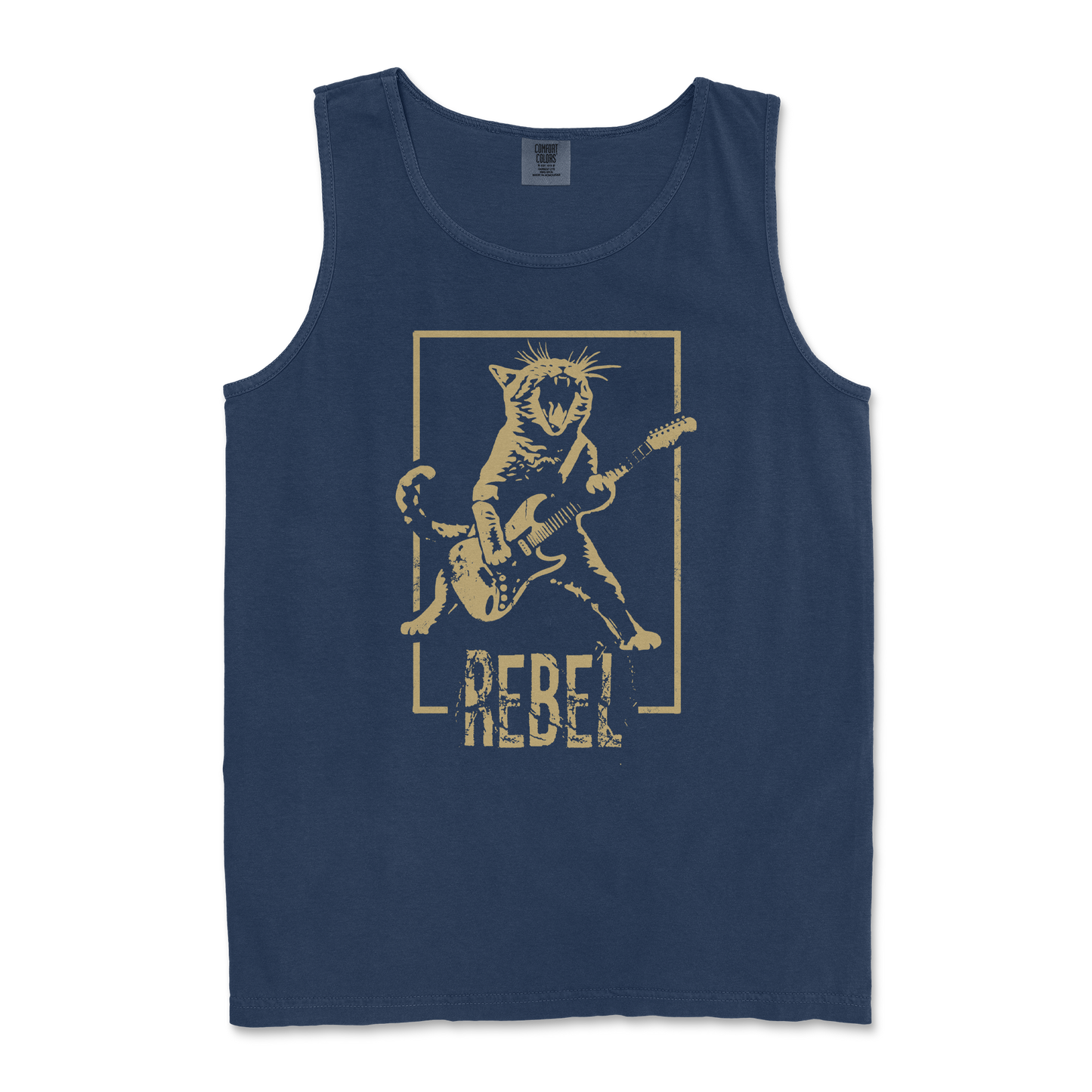 Comfort Colors Tank Top Rebel Kitty in True Navy