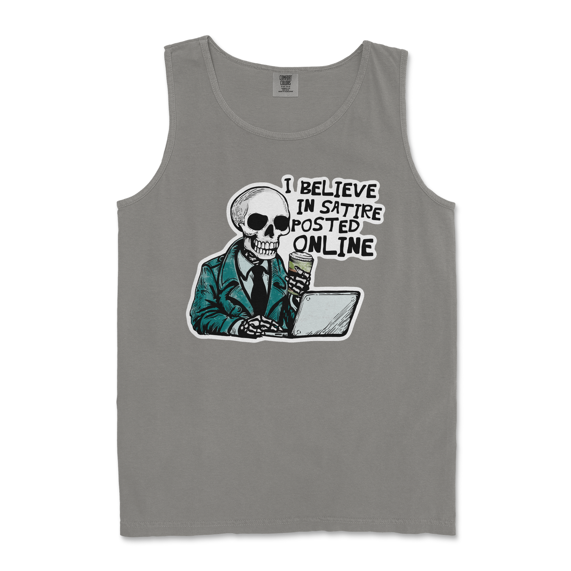 Comfort Colors Tank Top Believe in Satire in Grey