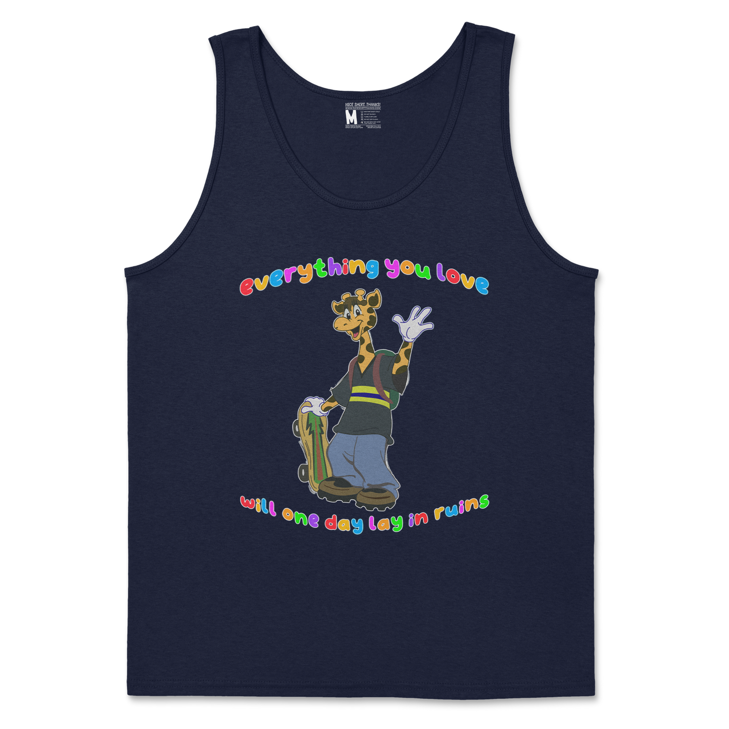 Gildan SoftStyle Tank Top Jerry the Giraffe in Navy