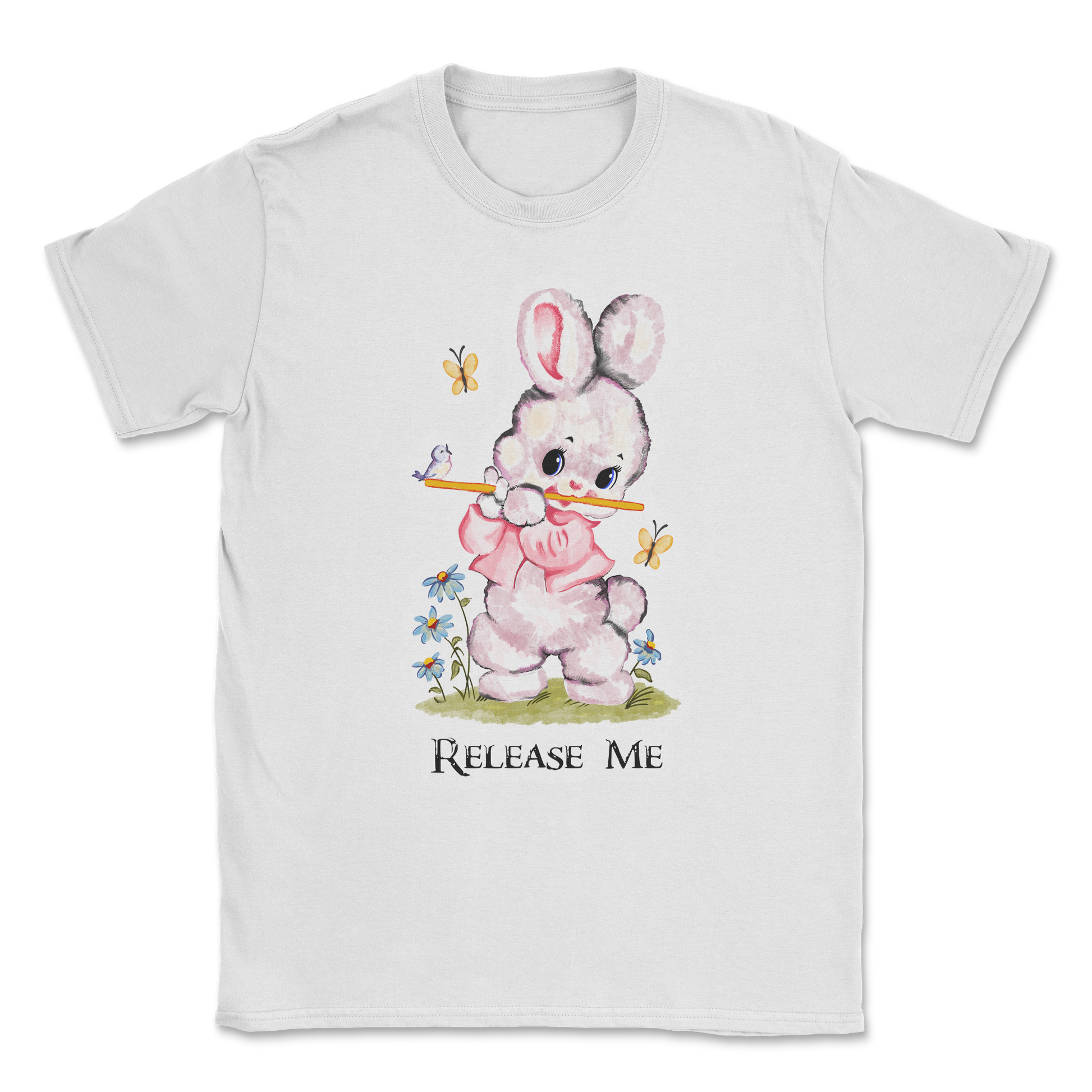 Heavy Blend T-Shirt Cute Bunny in White