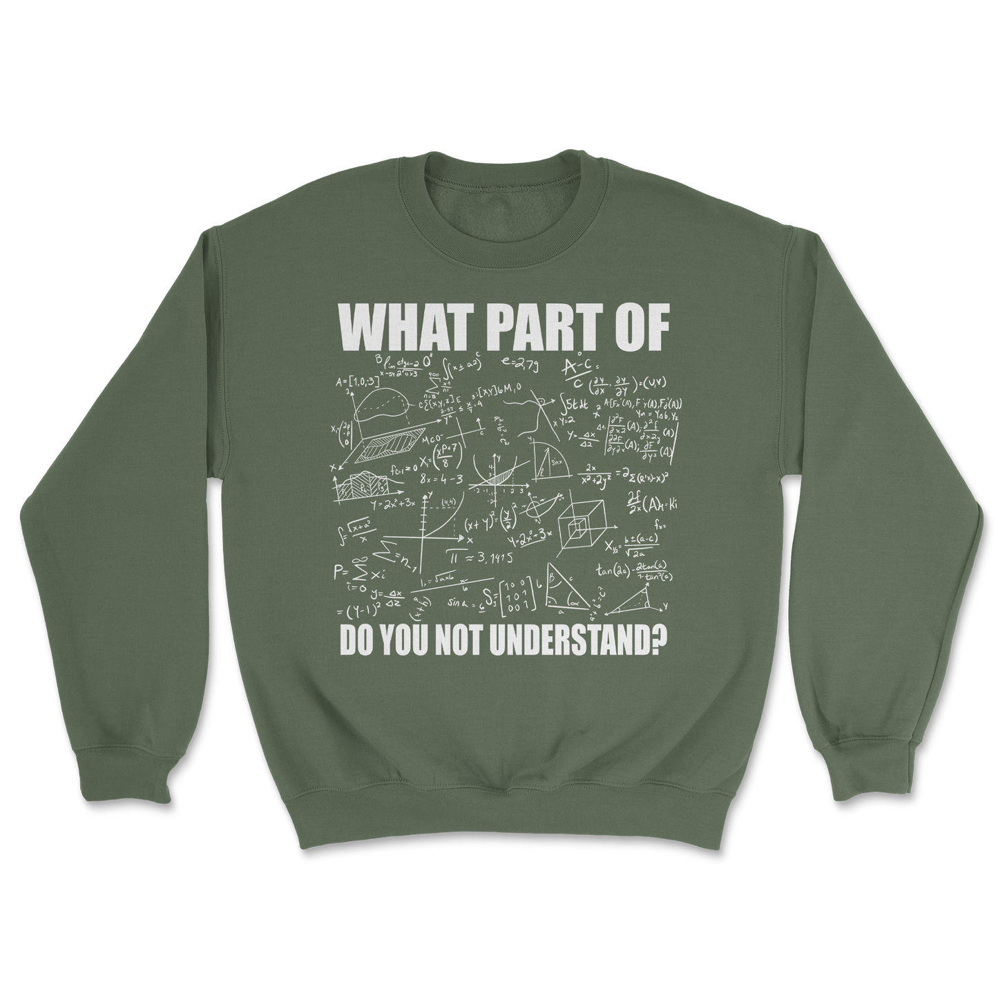 The Nice Shirt Crew Neck Math Problem  in Military-Green